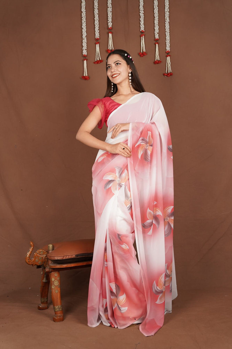 Ready To Wear Light Wear Summer Georgette Printed Wrap in 1 minute saree With Readymade Blouse - Isadora Life Online Shopping Store