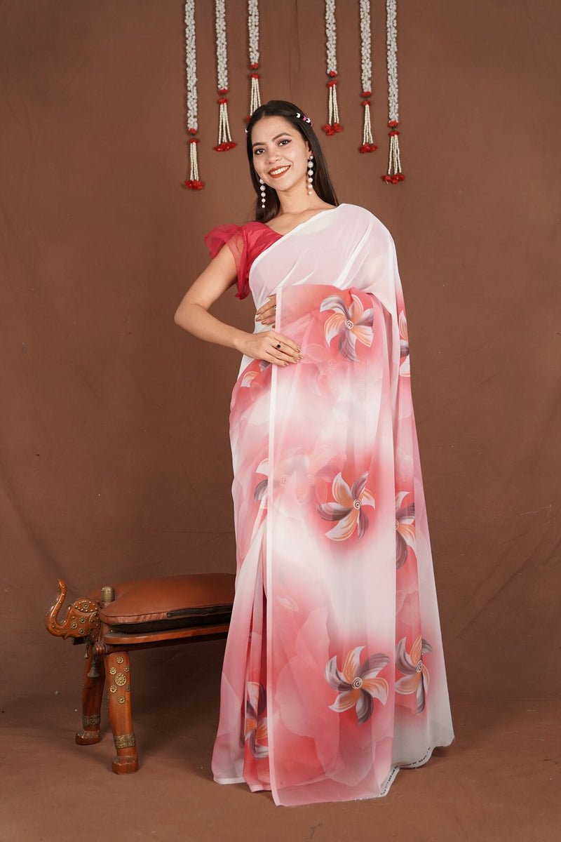 Ready To Wear Light Wear Summer Georgette Printed Wrap in 1 minute saree With Readymade Blouse - Isadora Life Online Shopping Store