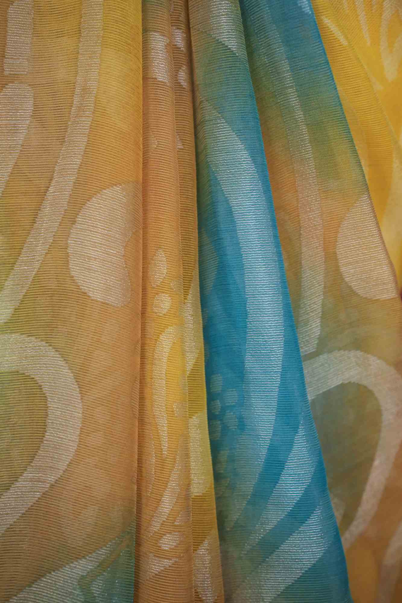 Beautiful Multicolor Brasso Chiffon with Plane Border Wrap in 1 Minute Saree