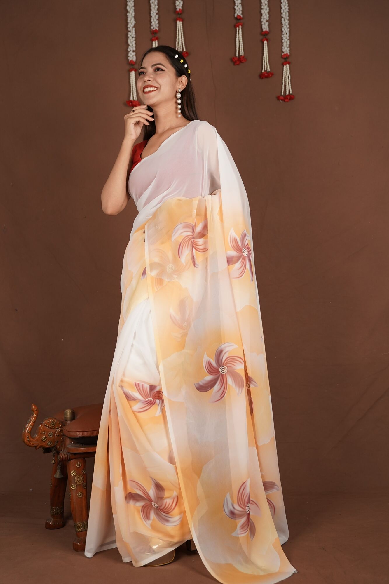 Ready To Wear Breezy Georgette Printed Wrap in 1 minute saree With Readymade Blouse - Isadora Life Online Shopping Store