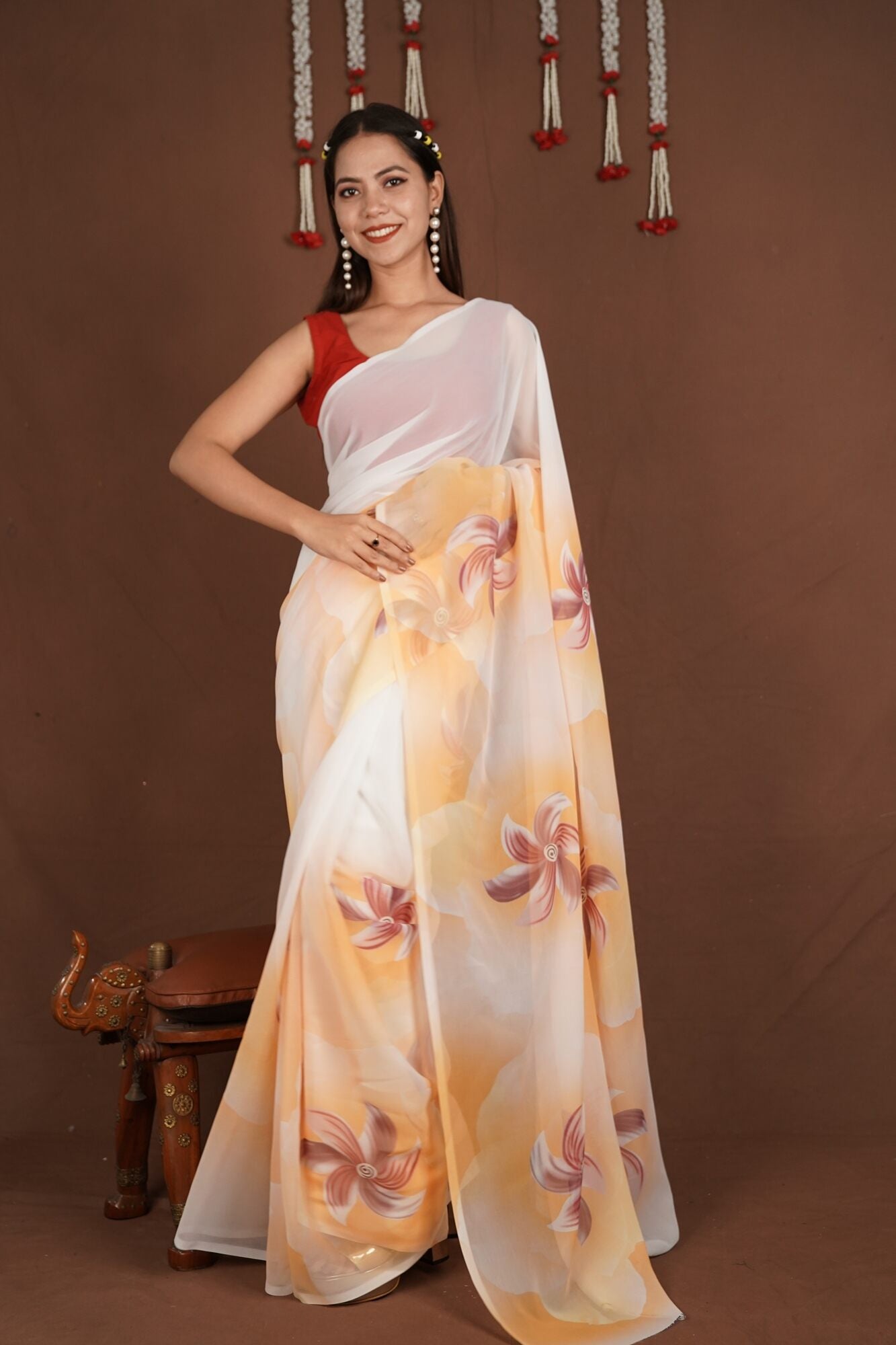 Ready To Wear Breezy Georgette Printed Wrap in 1 minute saree With Readymade Blouse - Isadora Life Online Shopping Store