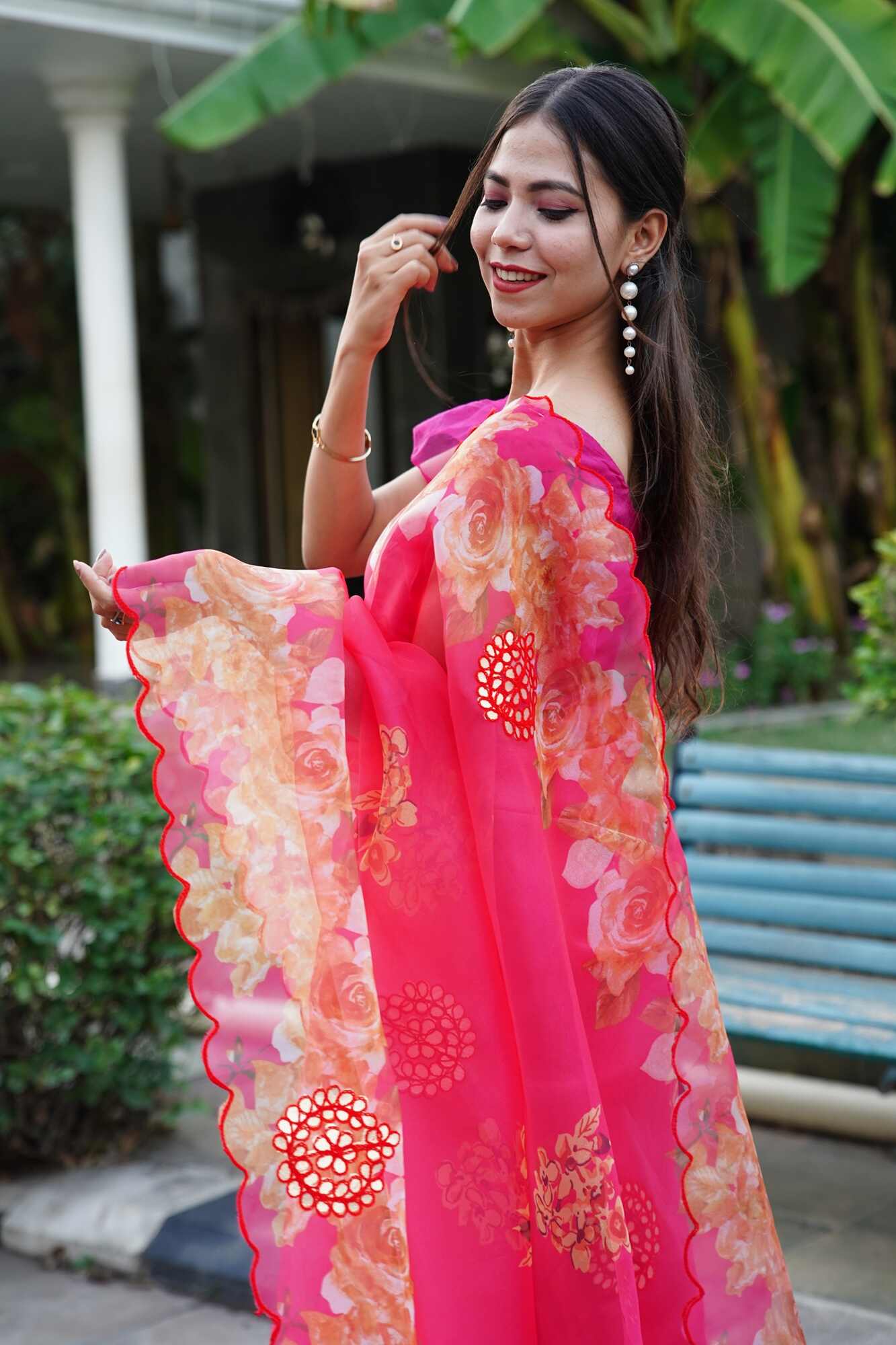 Ready To Wear Organza With scalloped Border & Gota Emboridery  Wrap in 1 minute saree With Readymade Blouse - Isadora Life Online Shopping Store