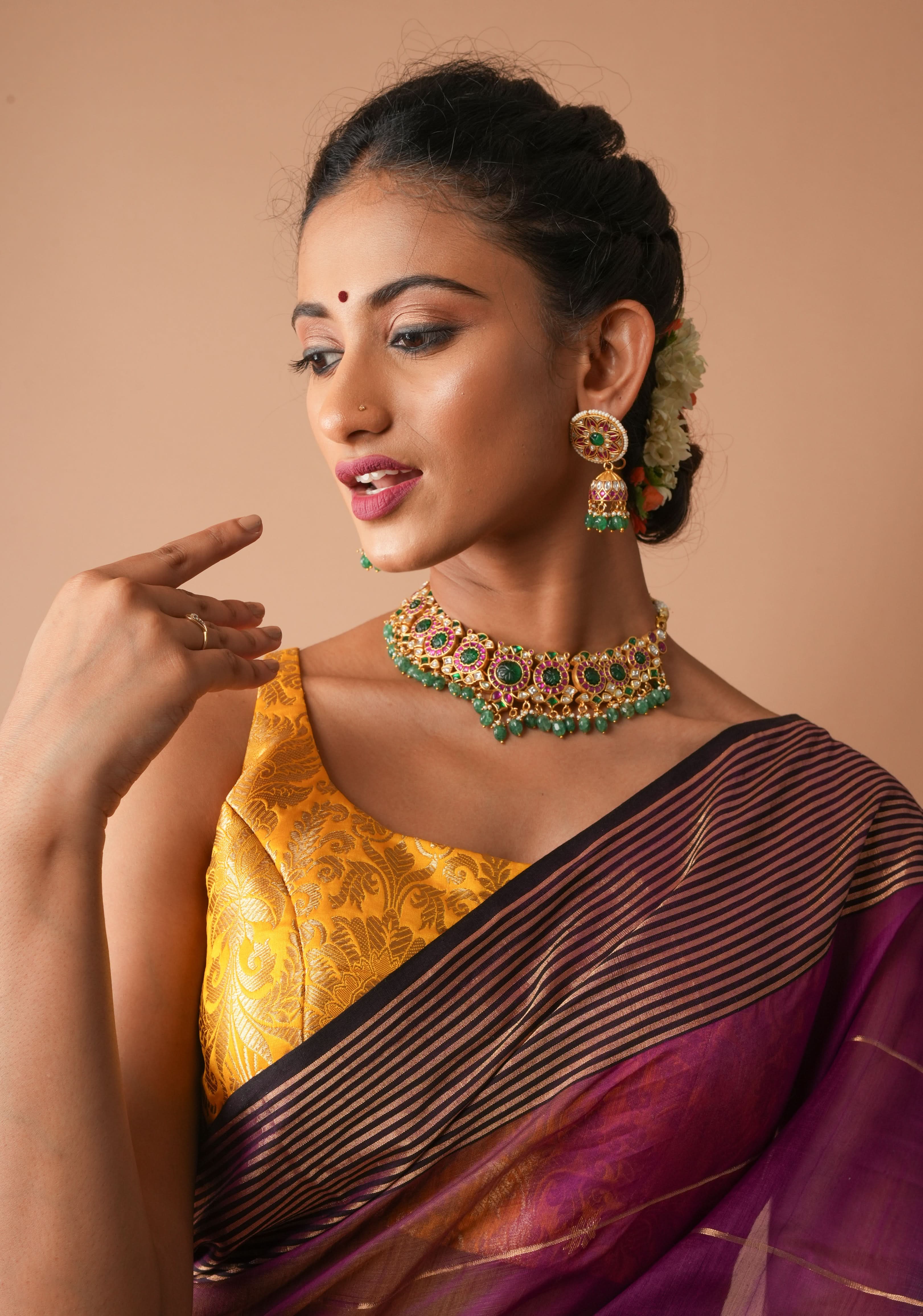 Yellow Banarasi brocade sleeveless mix and match blouse, customizable, made-to-order | Shobitam