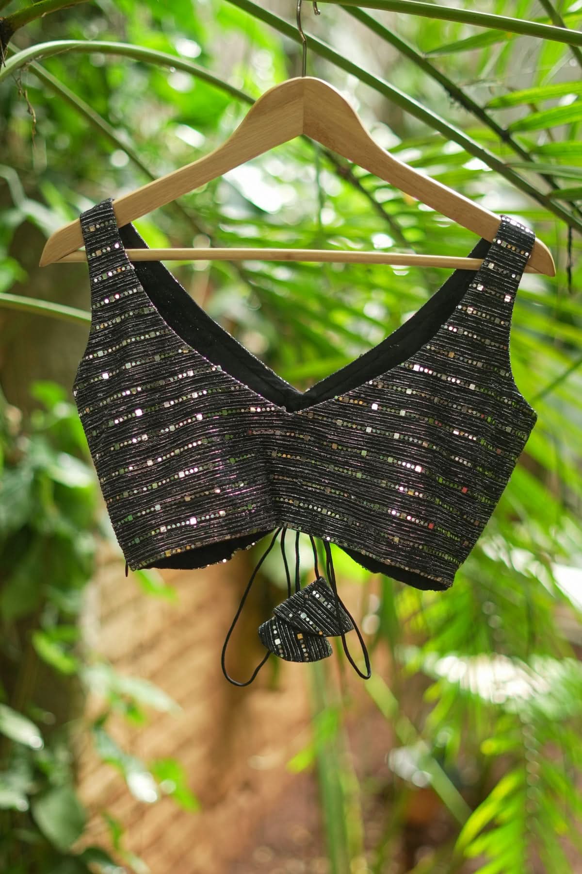 Black Sequin Shimmer Blouse in Black and Silver! | Shobitam