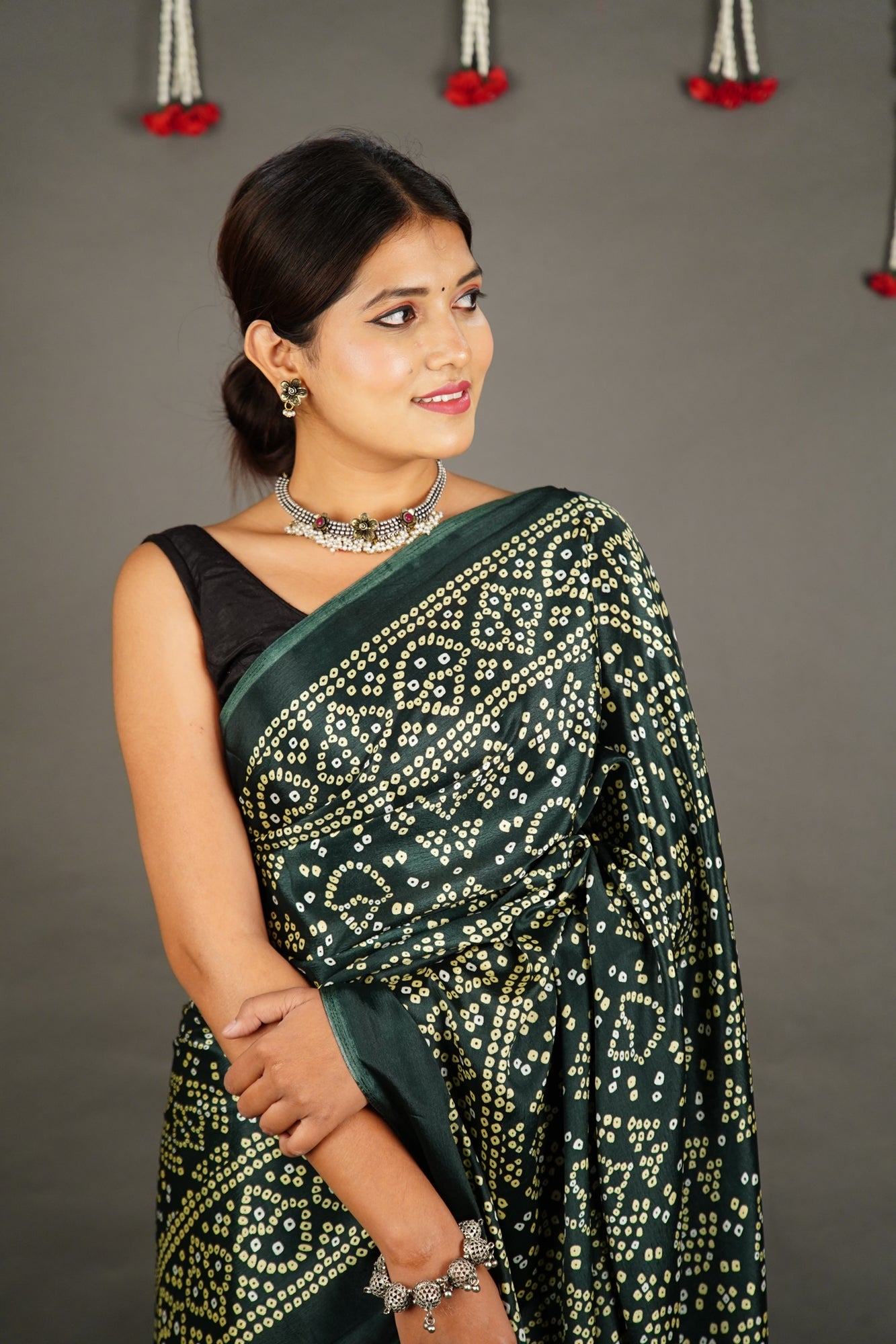 Ready To Wear Sacramento Green Bandhani Wrap in 1 minute saree With Readymade Blouse - Isadora Life Online Shopping Store
