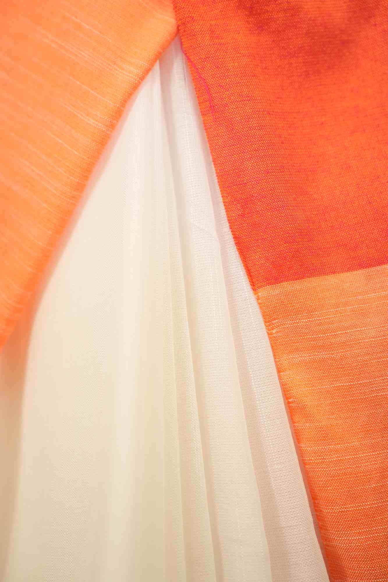 Beautiful Colour Blocked Khadi Cotton & Tassels On Palla Pre Drape Saree