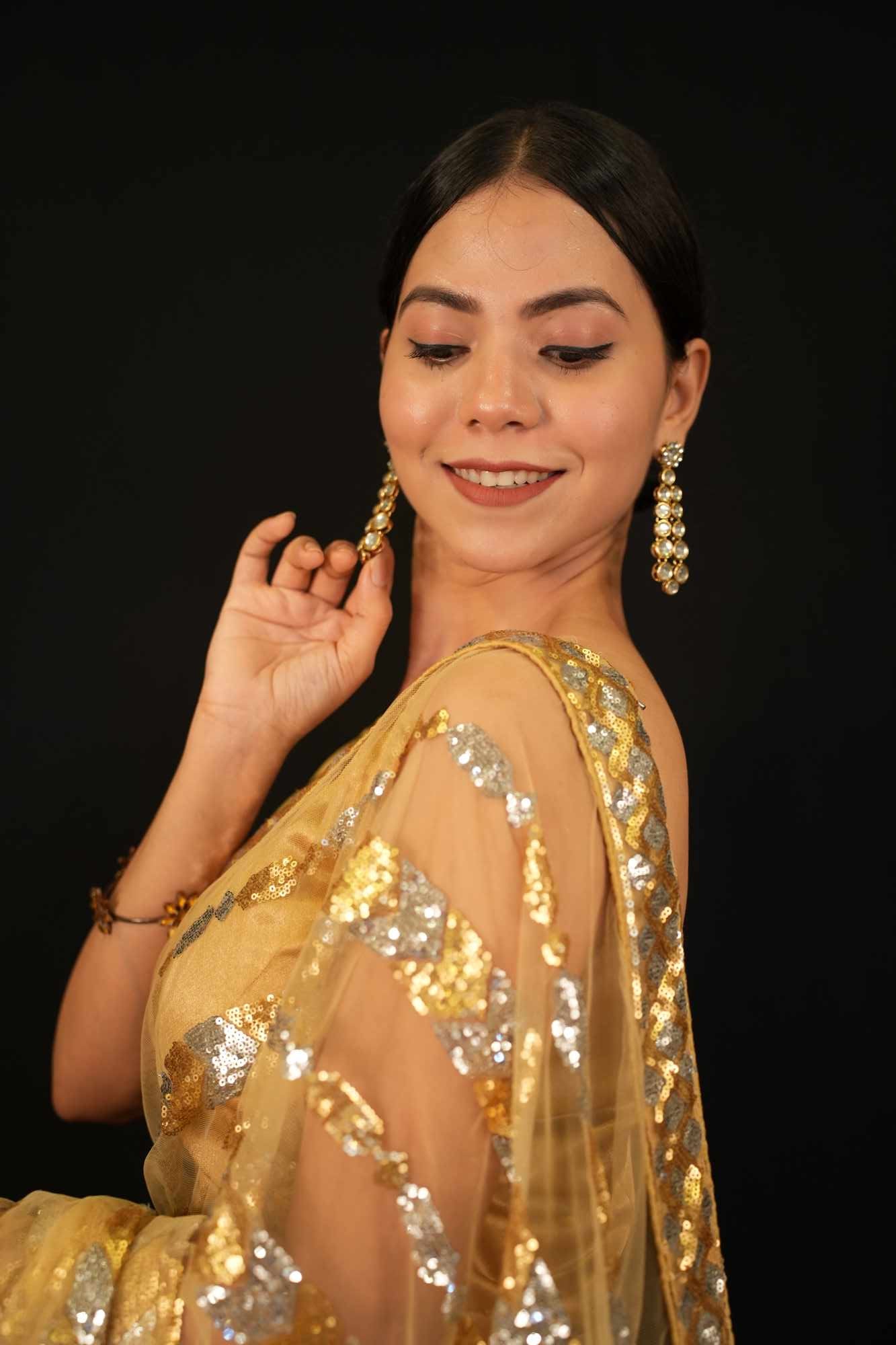 Party Wear Embellished With Sequin Border Wrap In One Minute Saree