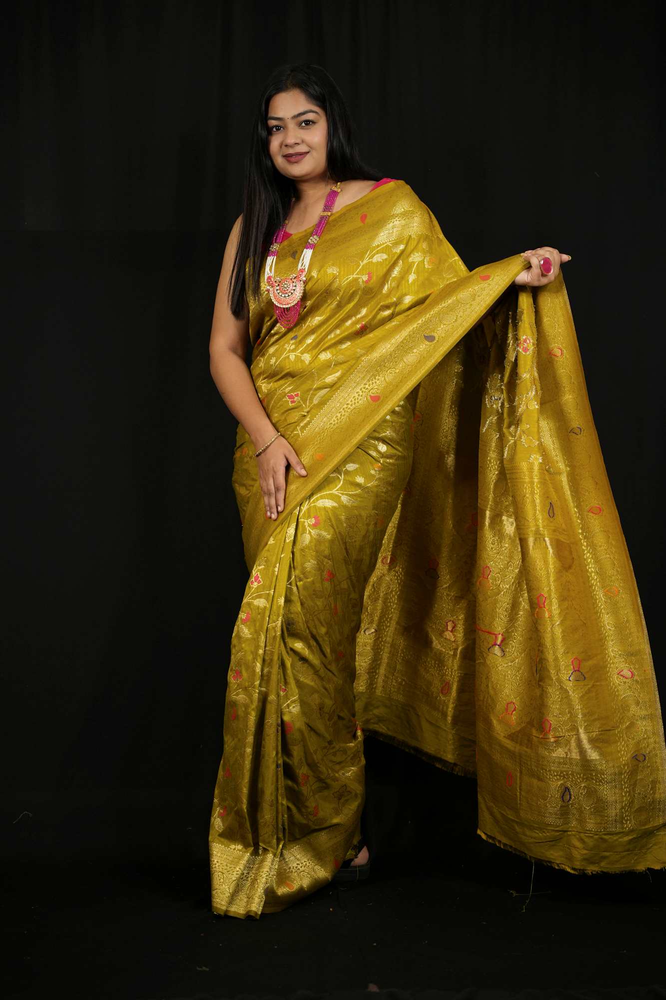 Jaal Weave Khadi Silk Ready To Wear Saree