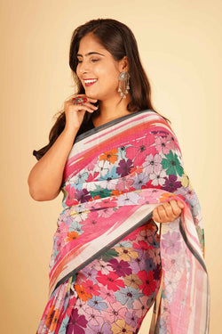 Ready To Wear Saree in Cotton Linen with Tassels Wrap in 1 minute saree With Readymade Blouse - Isadora Life Online Shopping Store