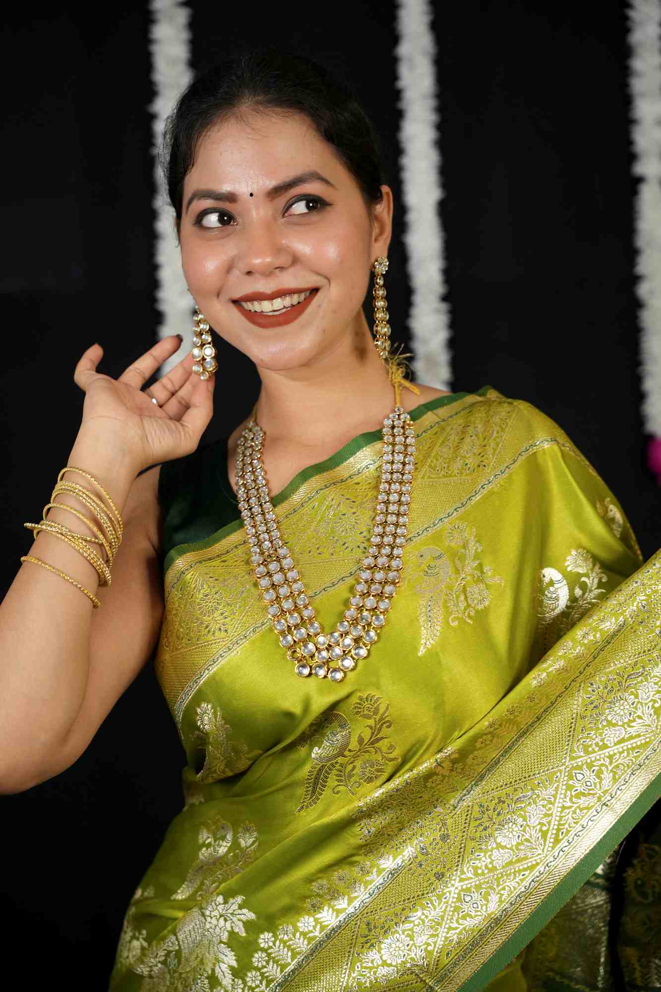 Jaal Pakshi Weave Banarasi prestitched saree