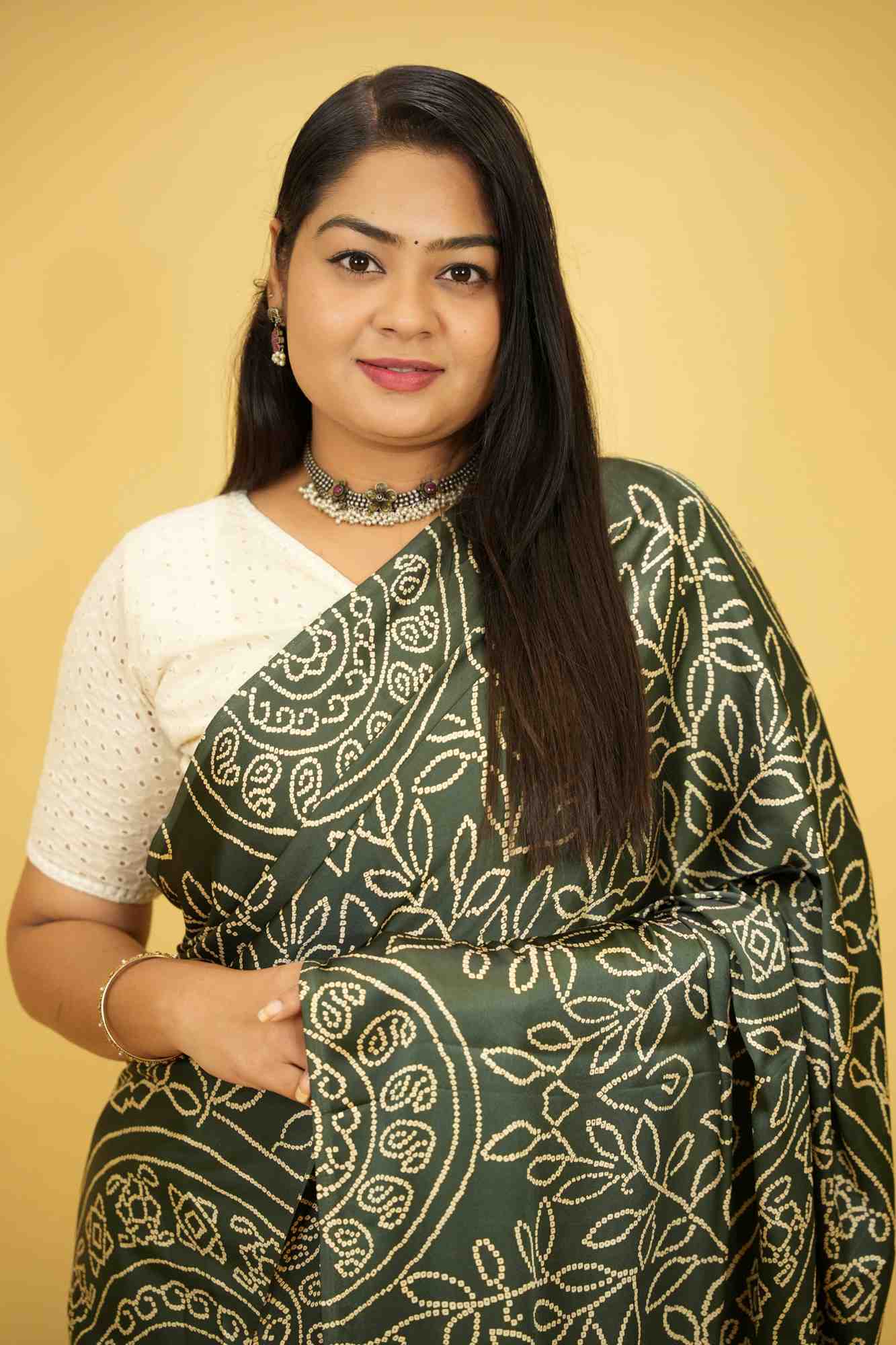 Soft Gajji with Intricate Patterns Ajrakh Detailing Ready To Wear Saree