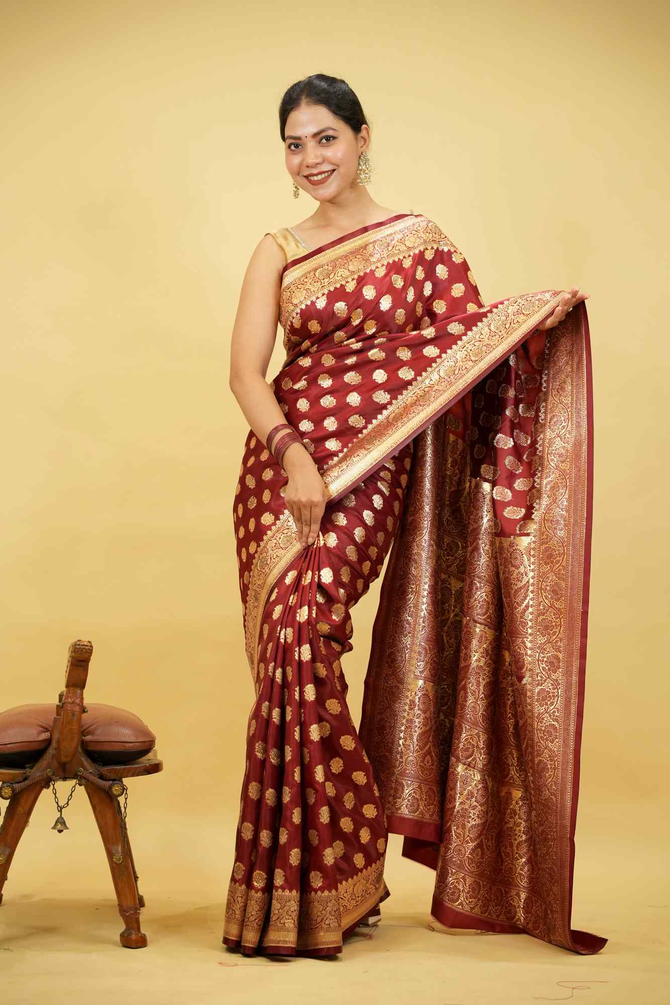 Banarasi with Intricate Zari Weaving and Floral Butta  Ready To Wear saree