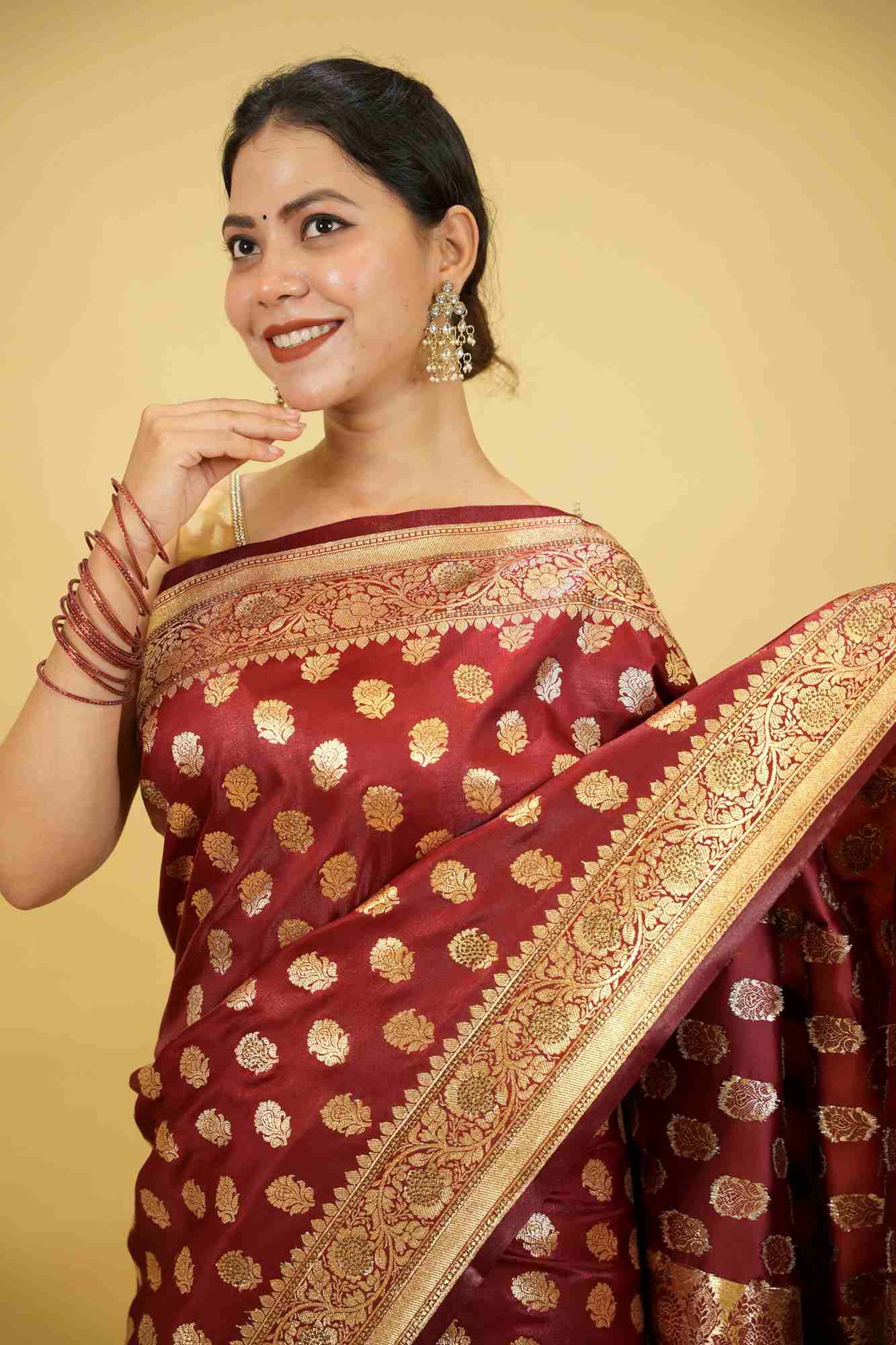 Banarasi with Intricate Zari Weaving and Floral Butta  Ready To Wear saree