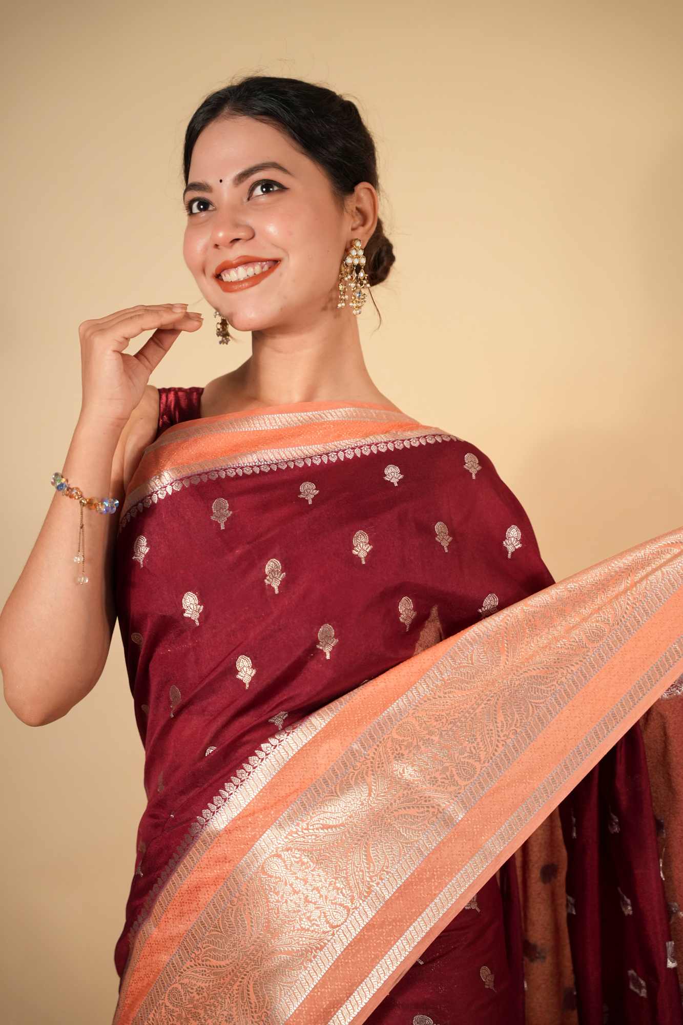 Pure Soft Chettinad Cotton Silk with Intricate Zari Motifs and Opulent Border Ready To Wear Sraee