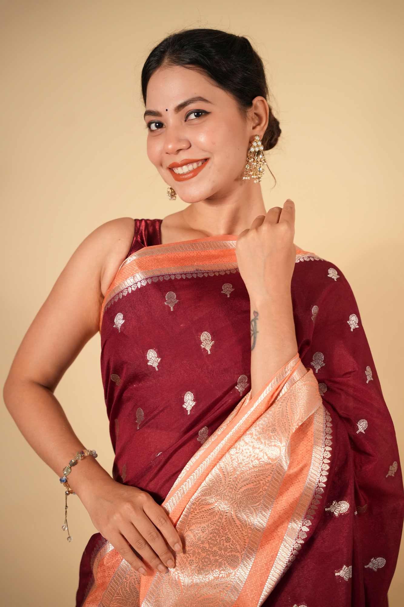 Pure Soft Chettinad Cotton Silk with Intricate Zari Motifs and Opulent Border Ready To Wear Sraee