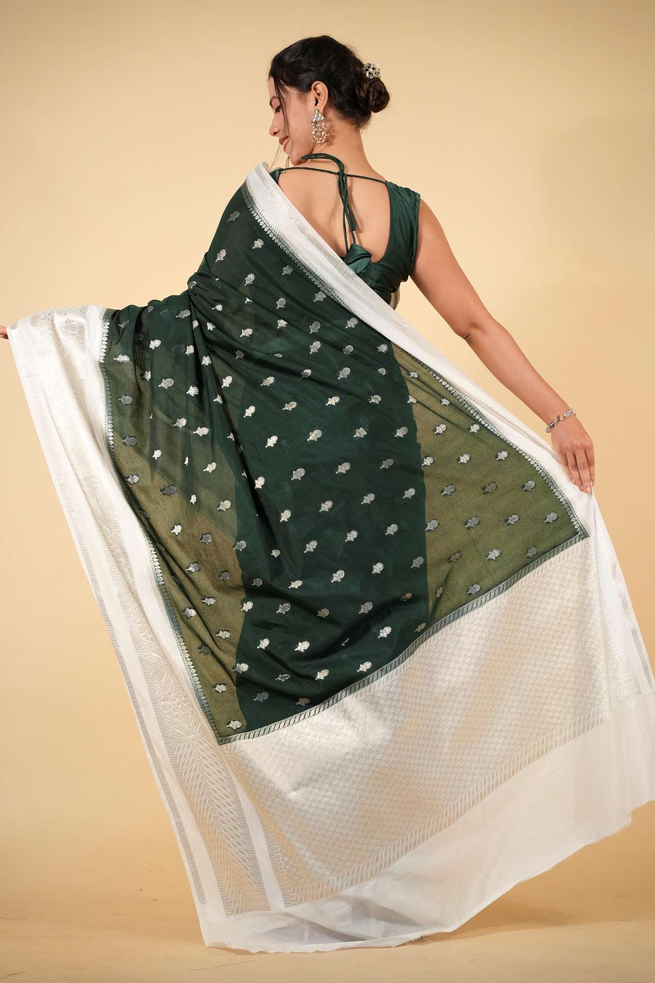 Pure Chettinad Soft Cotton Silk silk with Ornate Zari Border Ready To Wear Saree