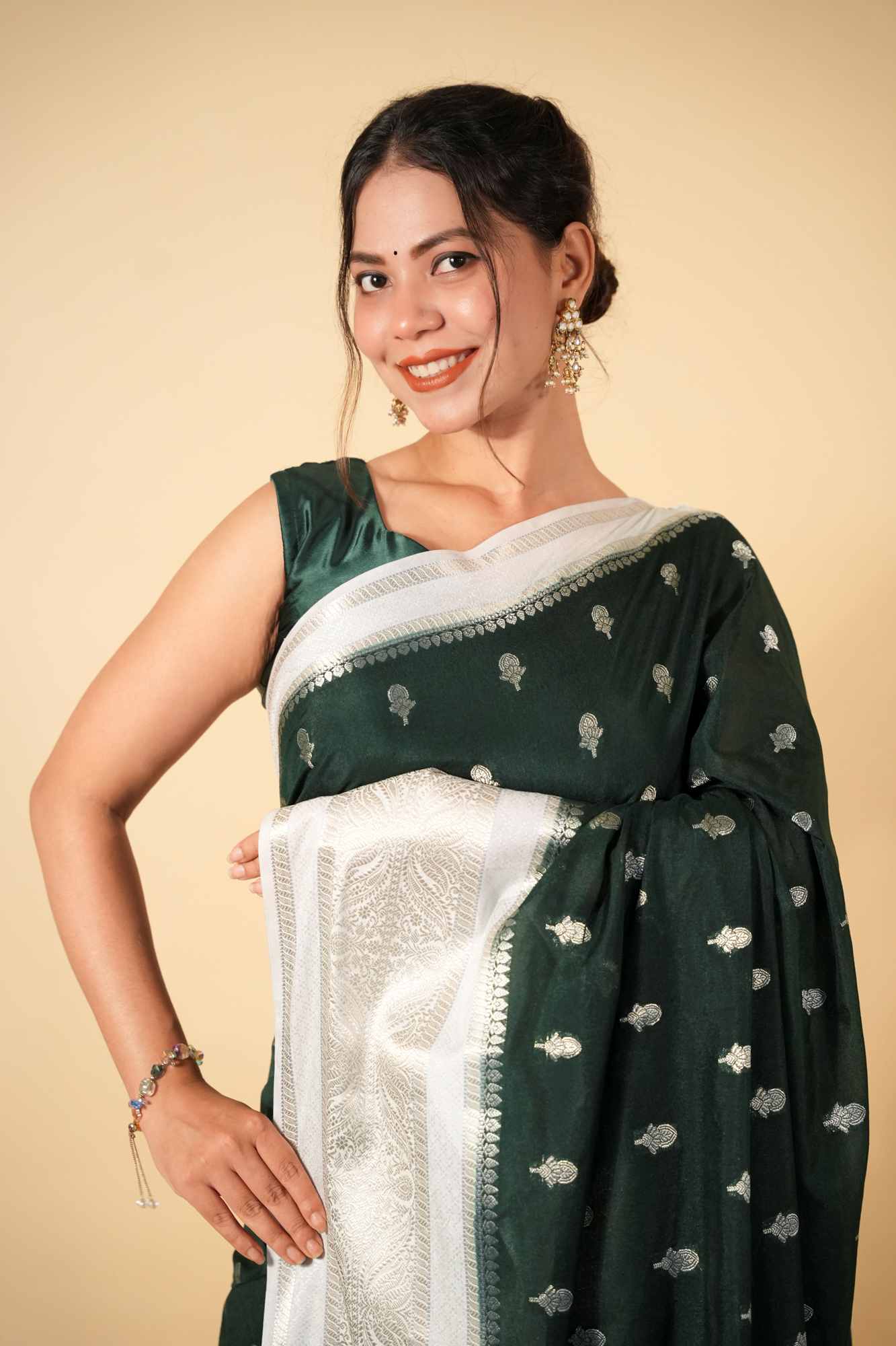 Pure Chettinad Soft Cotton Silk silk with Ornate Zari Border Ready To Wear Saree