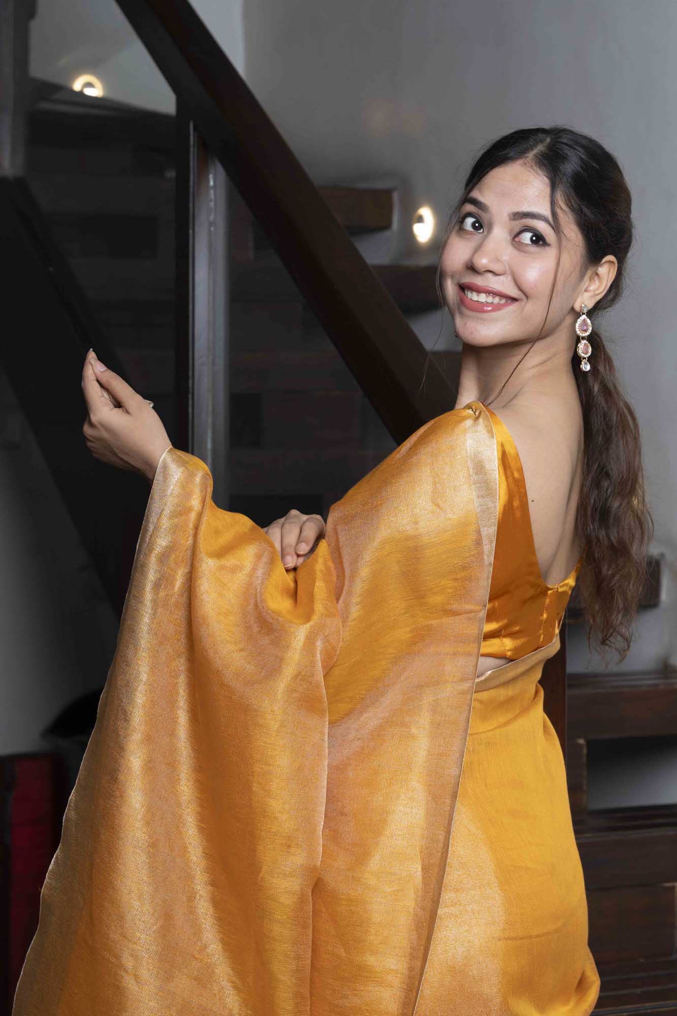 Mustard and Contrast Pallu Classy Ready to Wear Saree