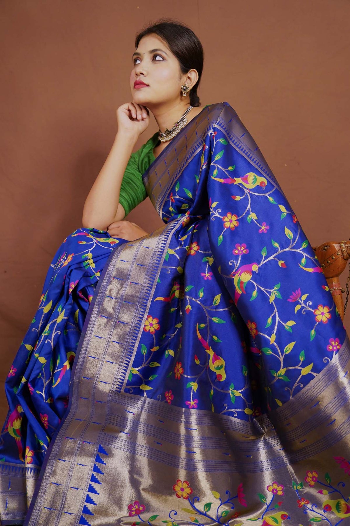 Ready to Wear Paithani Pattern Premium Art silk Wrap in 1 minute saree