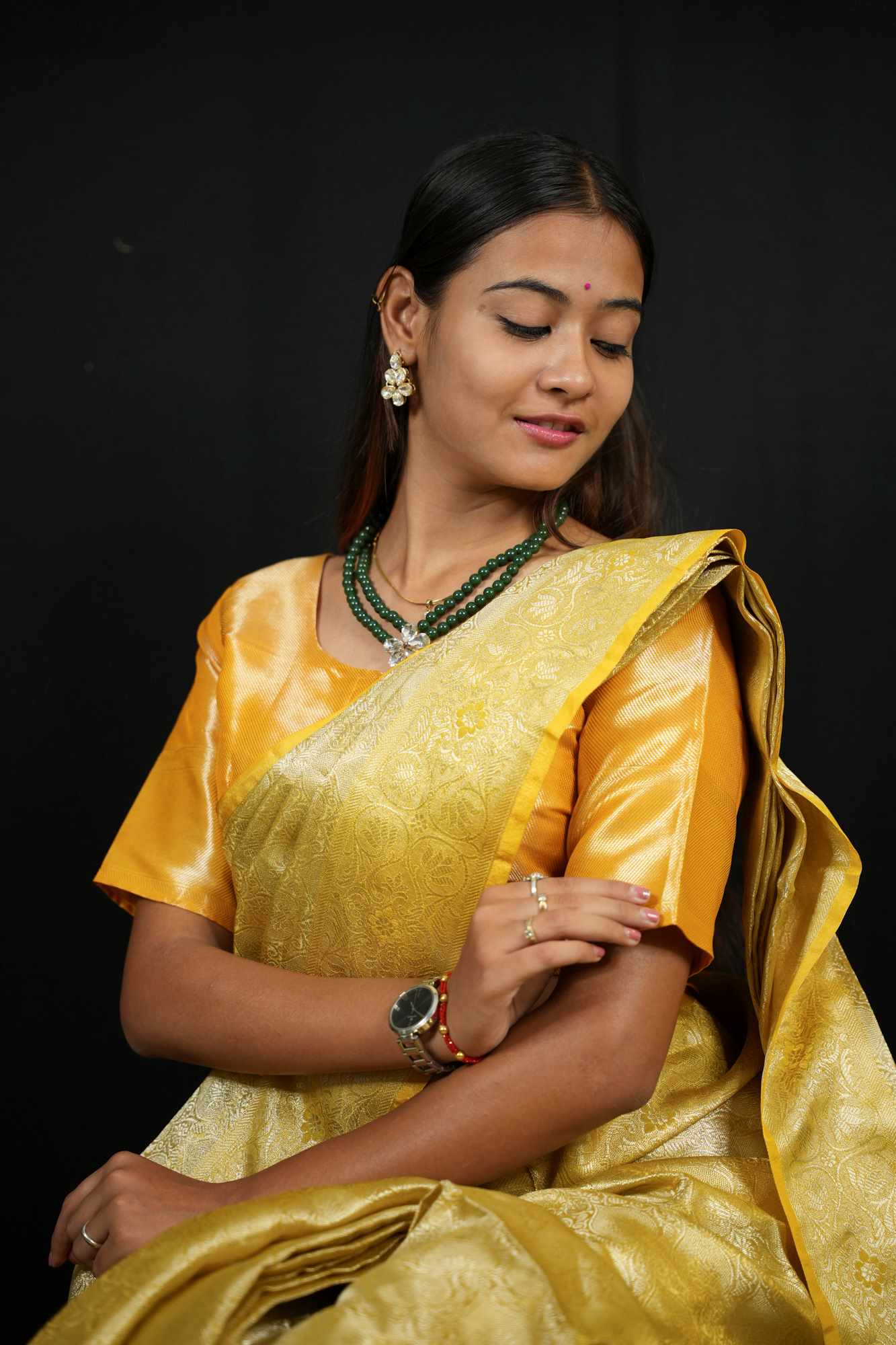 Banarasi Tanchoi ready to wear saree with Ornate pallu
