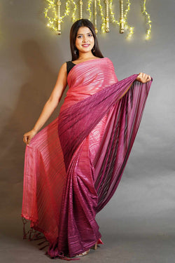 Ombre dyed light weight dual tone wrap in 1 minute saree - Isadora Life Online Shopping Store