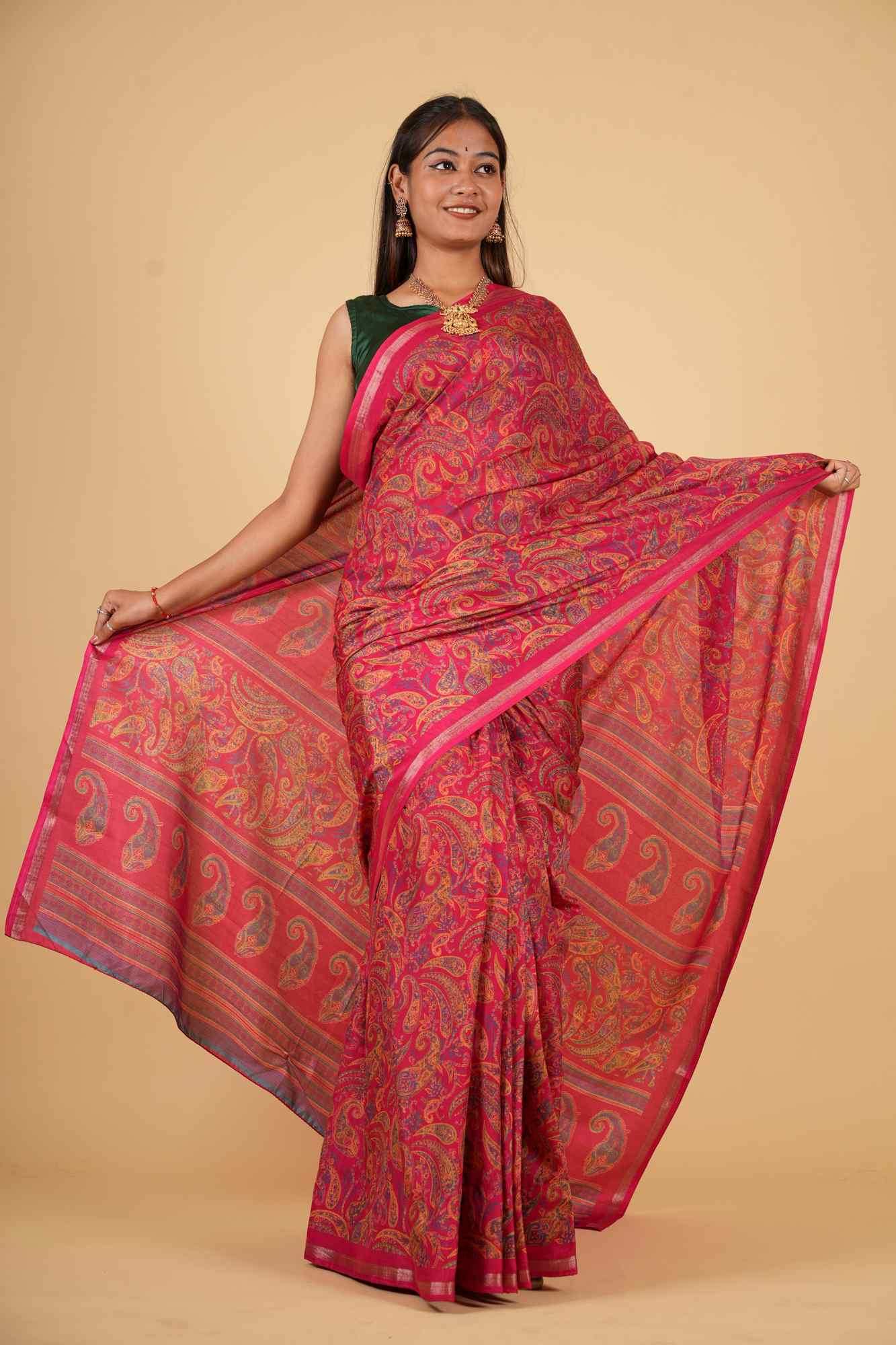 Kashmiri Pashmina intricate print ready to wear saree