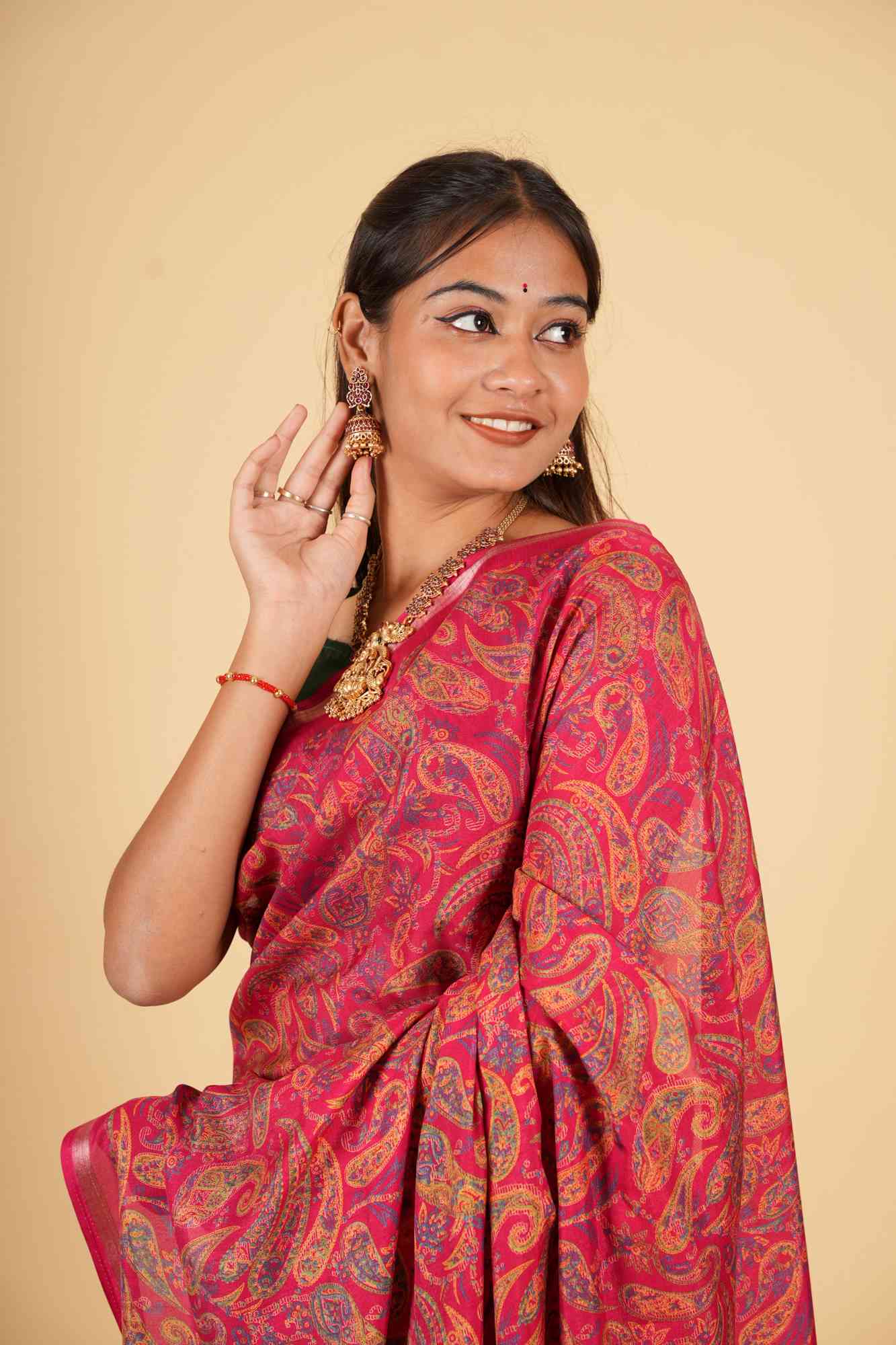 Kashmiri Pashmina intricate print ready to wear saree