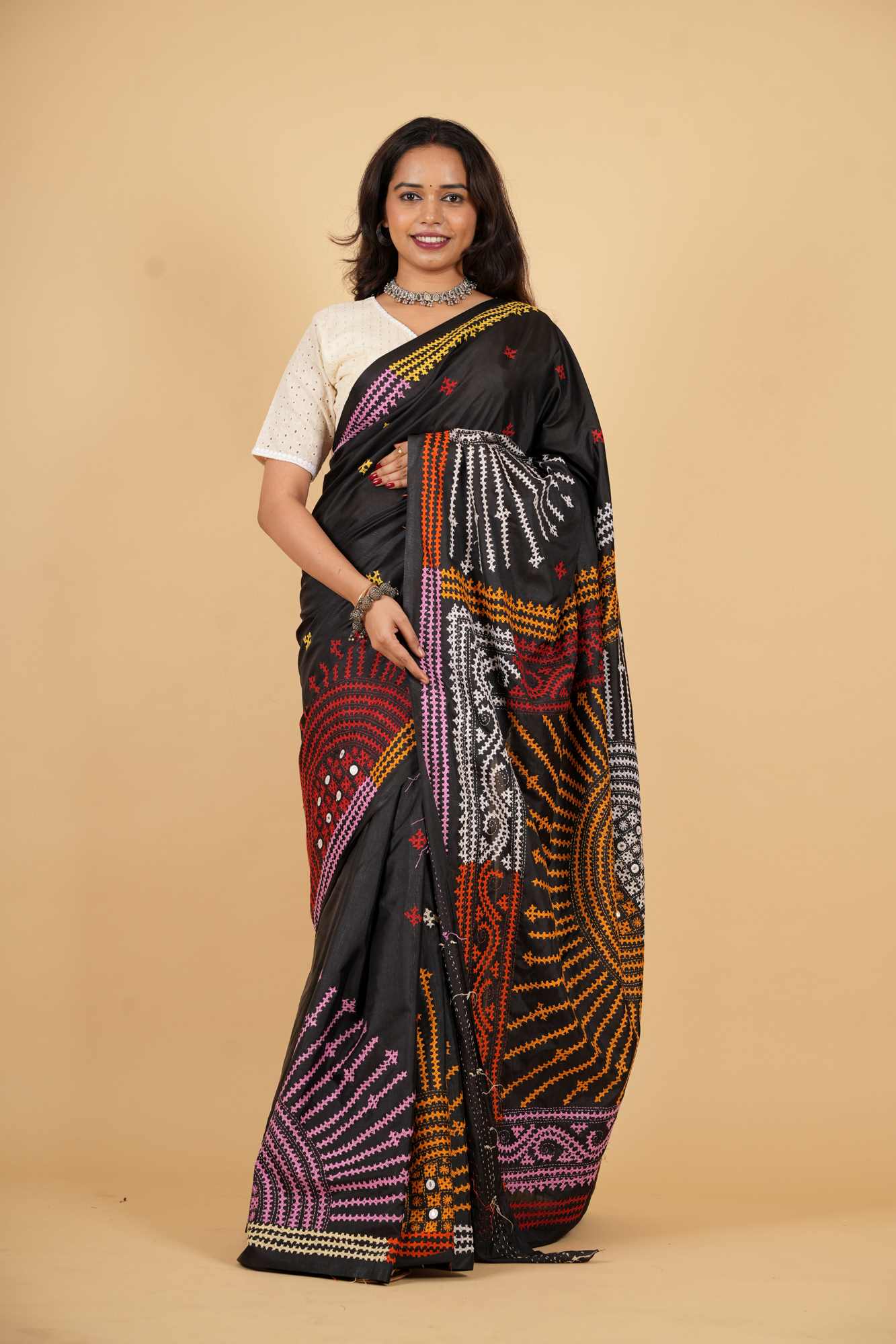 Black Bandhani-Inspired Heavy Resham Weave on Bangalore Silk Ready To wear Saree