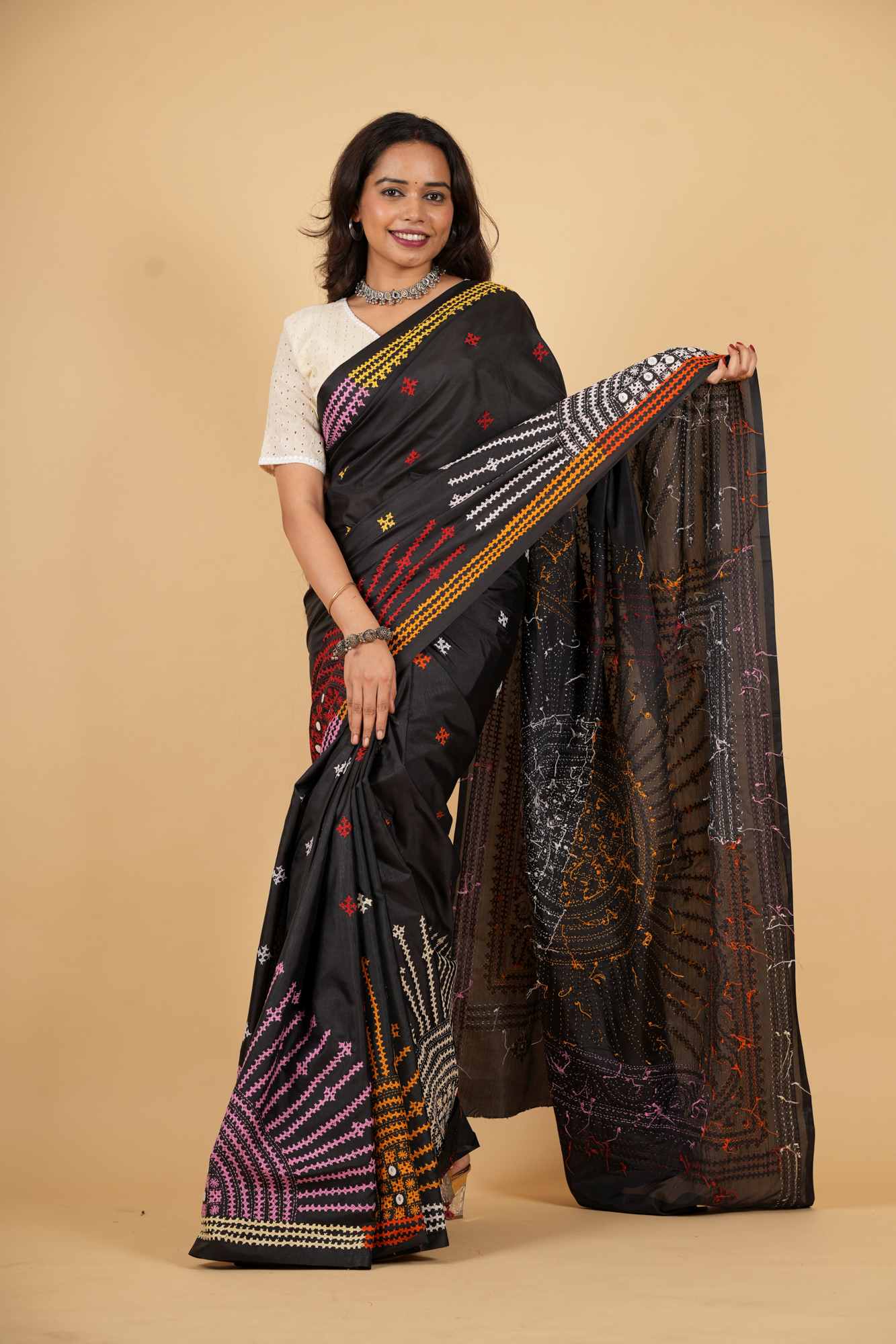 Black Bandhani-Inspired Heavy Resham Weave on Bangalore Silk Ready To wear Saree