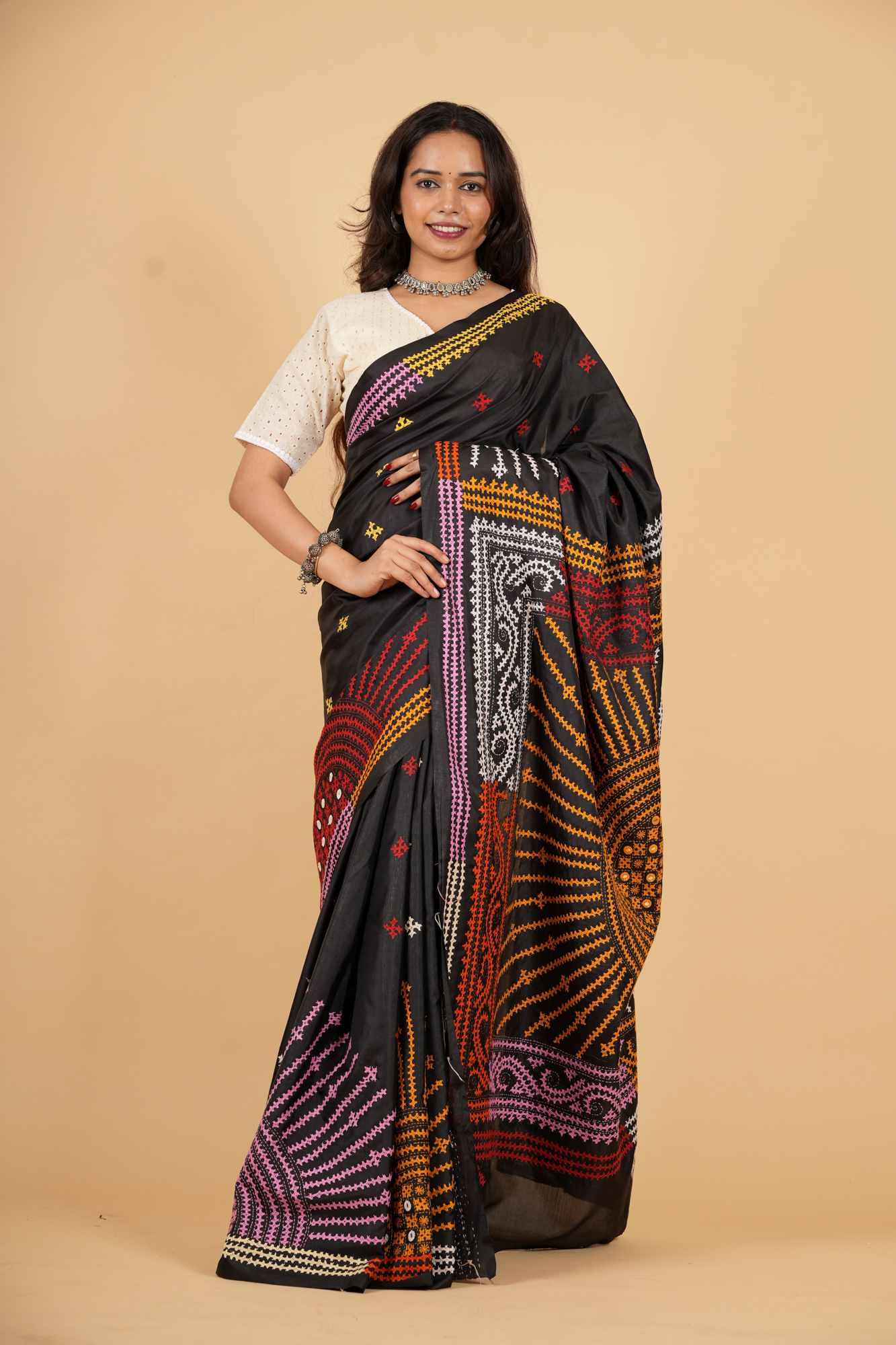 Black Bandhani-Inspired Heavy Resham Weave on Bangalore Silk Ready To wear Saree