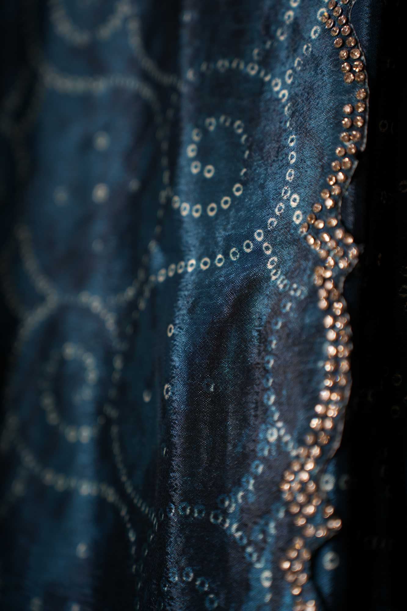 Beautiful Blue Bandhej Printed Soft Chinon with Sequins border Wrap In One Minute Saree