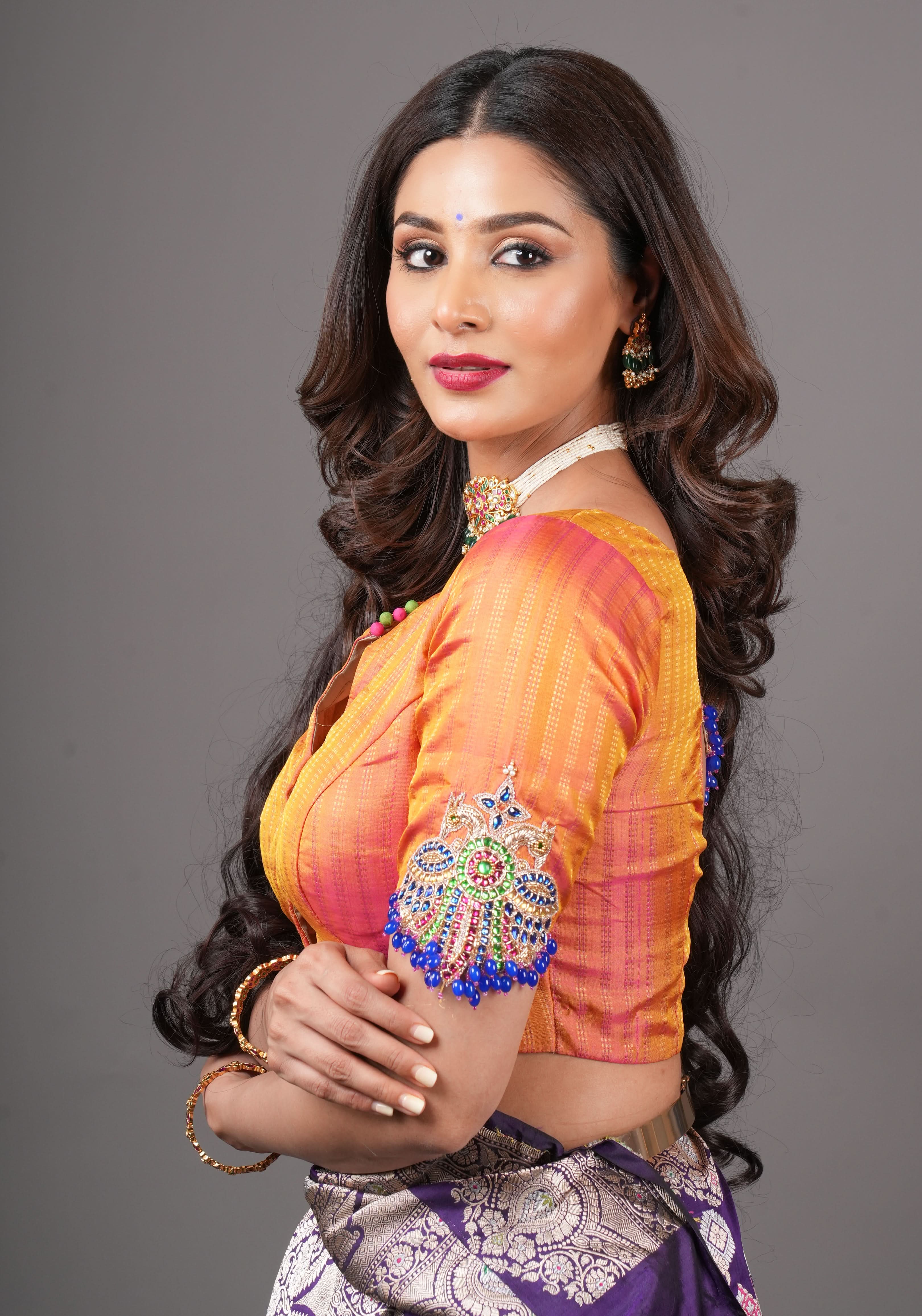 Kesari Mustard Pure Kanjivaram silk blouse with Berunda Hand Kundanwork , Made to Order | Shobitam