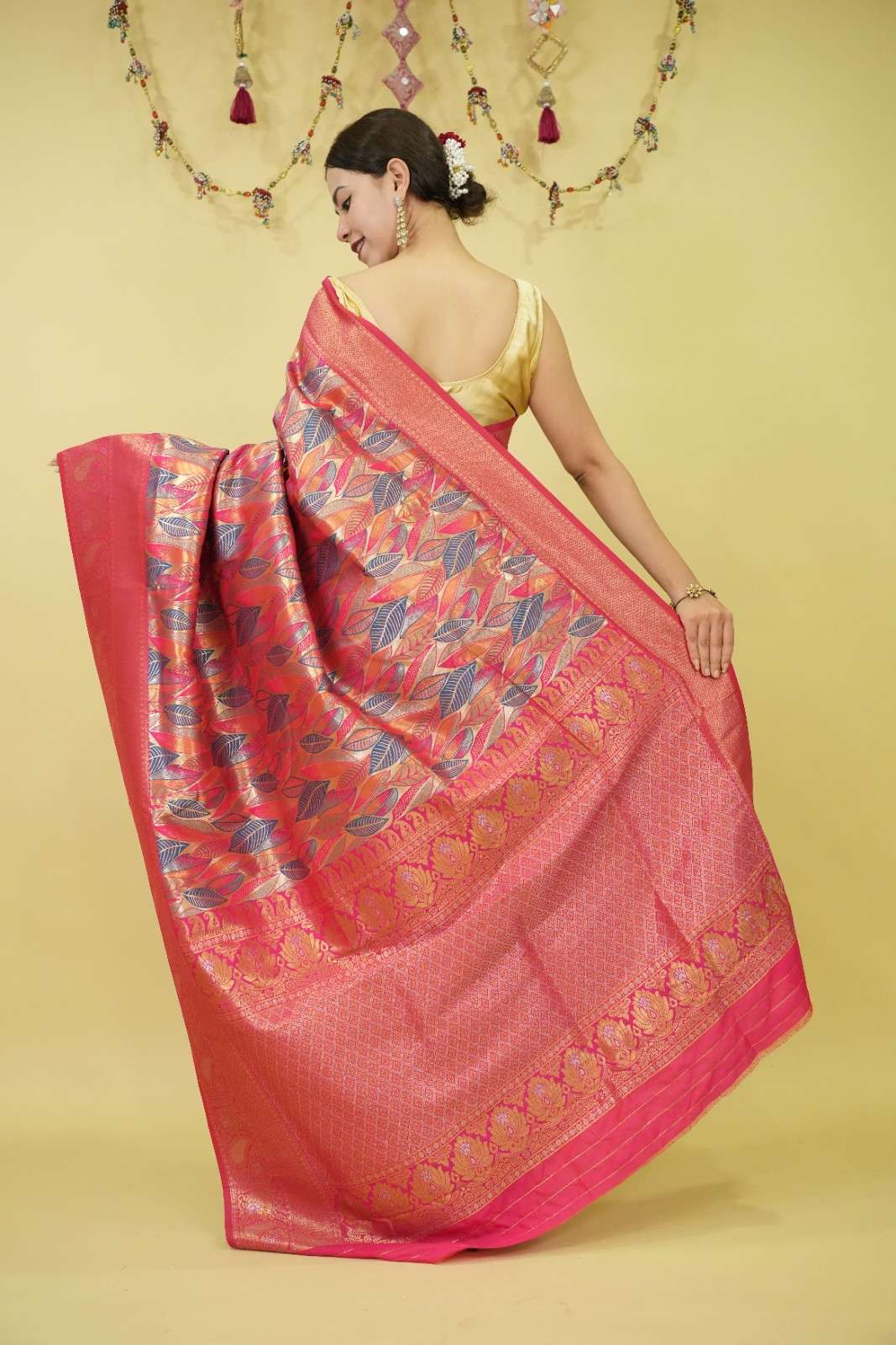 Dhoop Chaav Pink  Toned  Soft Silk Kanjivaram With zari woven  Wrap in 1 minute saree