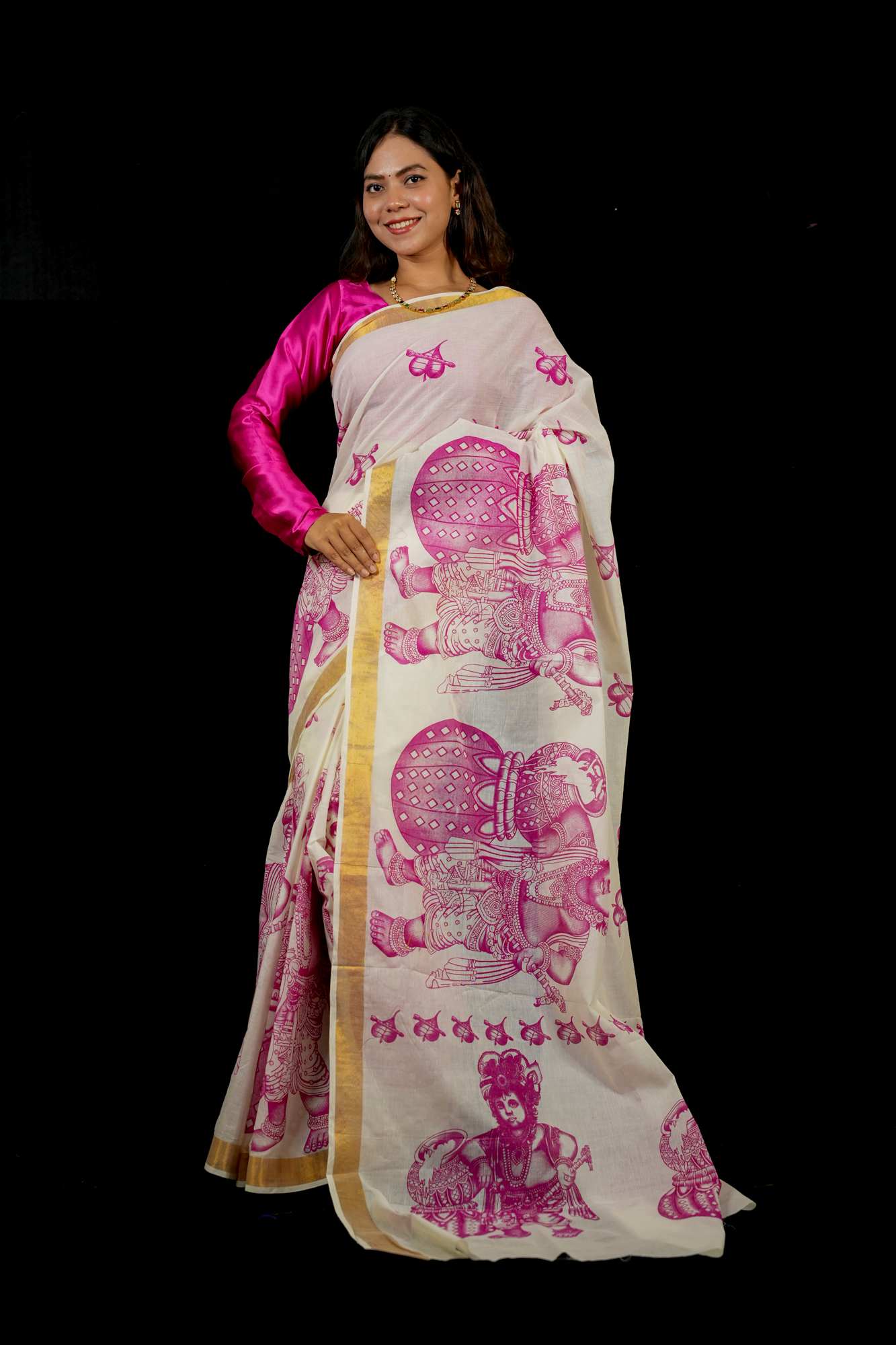 Bal Krishna Kerala kasavu ready to wear saree