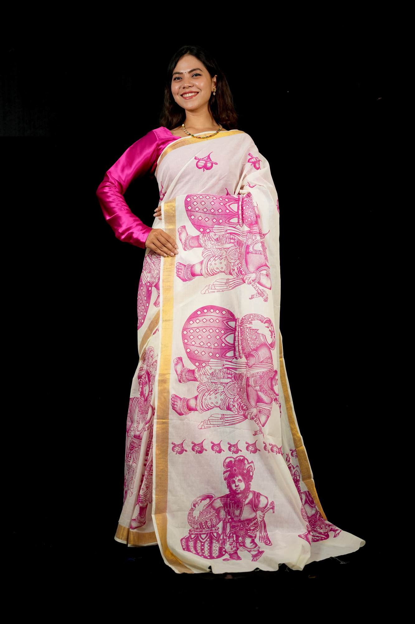 Bal Krishna Kerala kasavu ready to wear saree