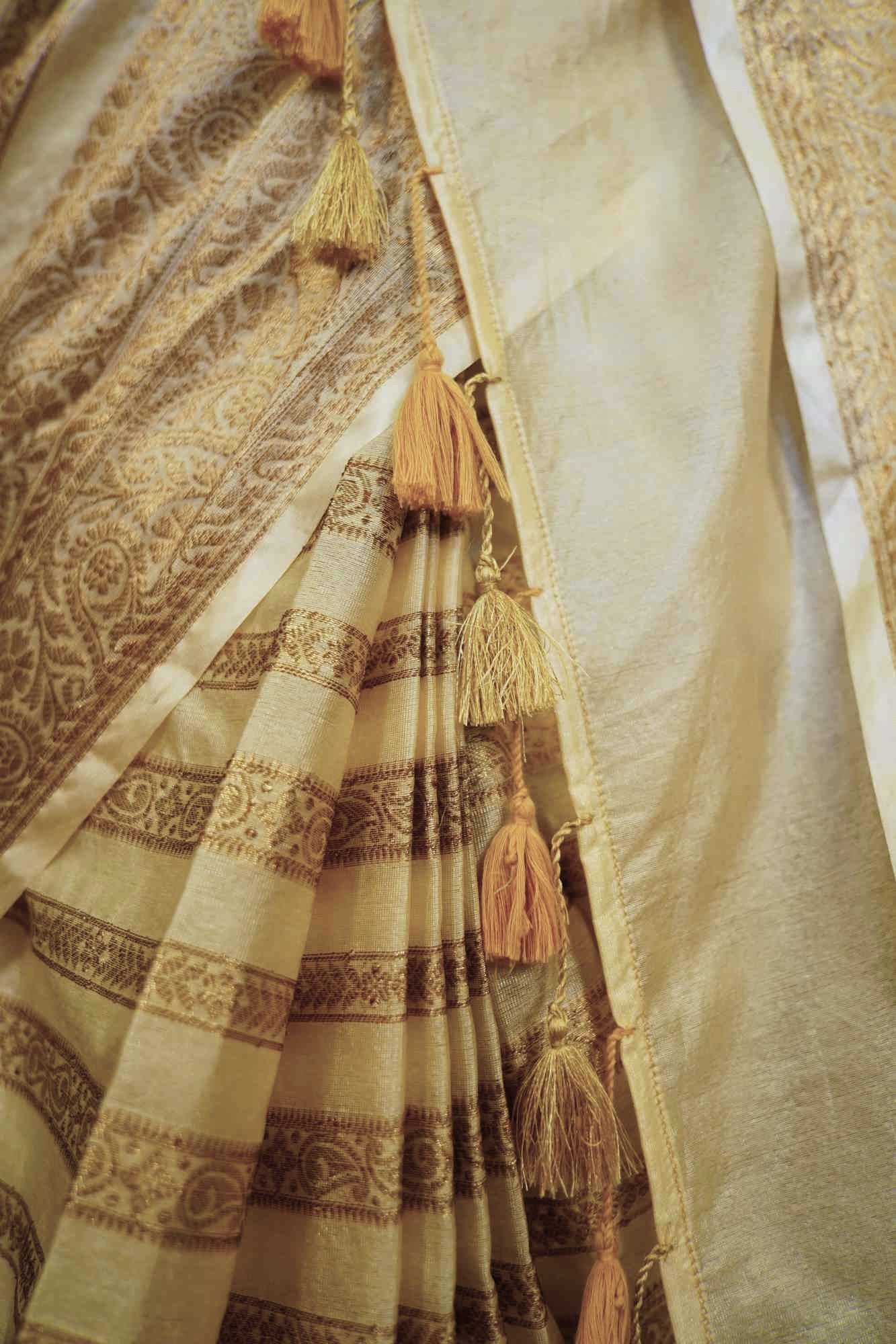 Banarasi weave on kora silk ornate Ready To Wear Saree