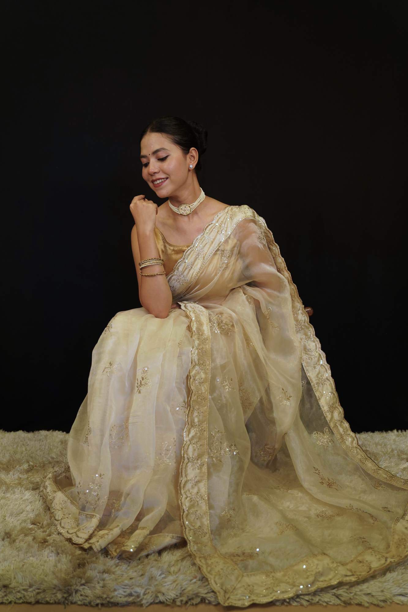 Alia Bhatt inspired Ready to Wear saree Rich Embroidered Organza Silk Prestitched Saree