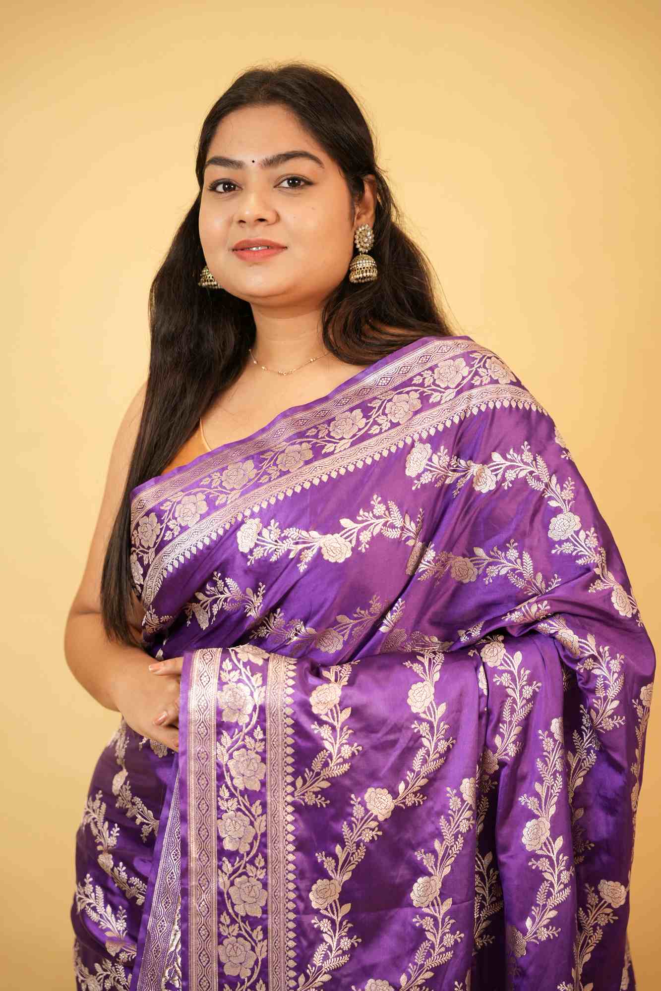 Royal Purple Mashru Silk with All-Over Zari Weave & Rich Pallu Ready To Wear Saree