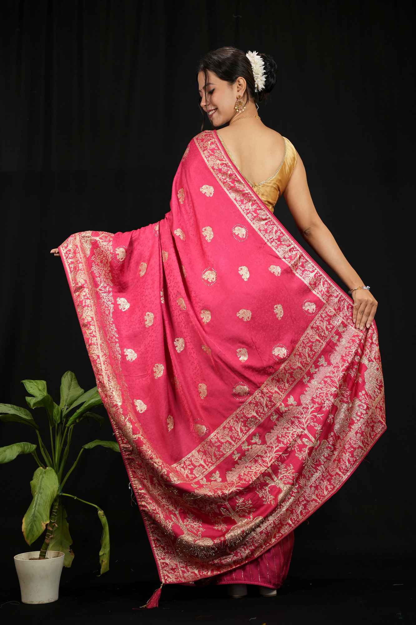 Karwachauth Special - Banarasi Sequin Embellished Ready to Wear Saree