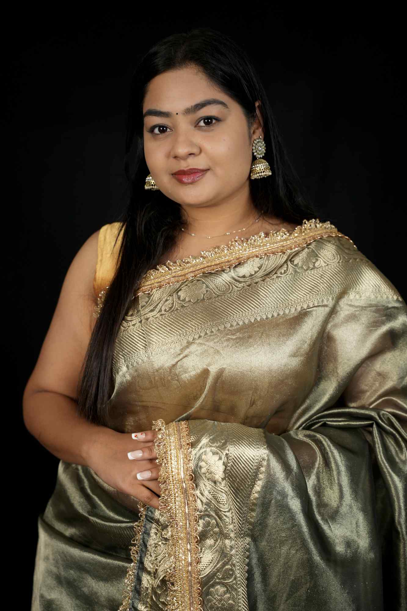 Silver Glamour Soft Tissue Silk with Luxe Zari & Sequin Lace Border Ready To Wear Saree