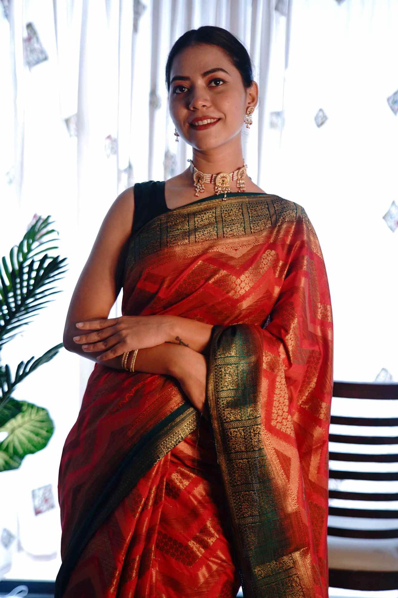 Traditional Ready to wear saree Kanjeevaram with Ornate Pallu Pre Drape Saree