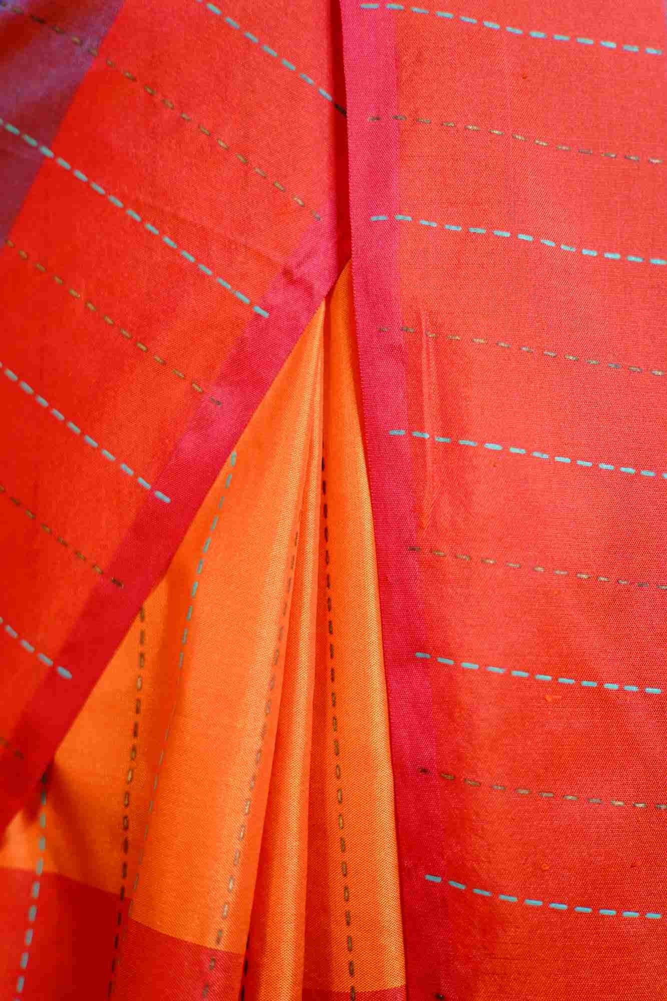 Beautiful Color Blocked Pallu Cotton Silk Wrap In 1 Minute Saree