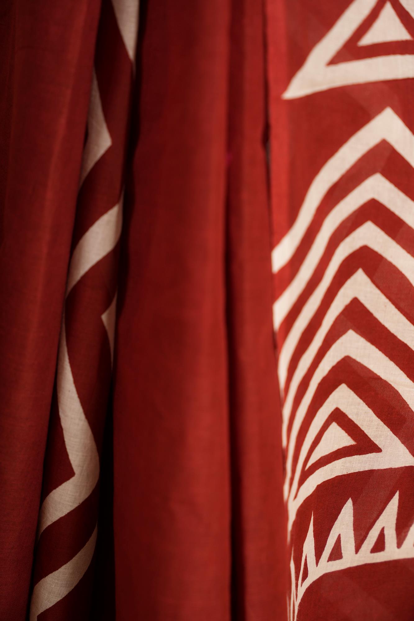 Cotton with White Geometric Hand Block Print Ready To Wear Saree