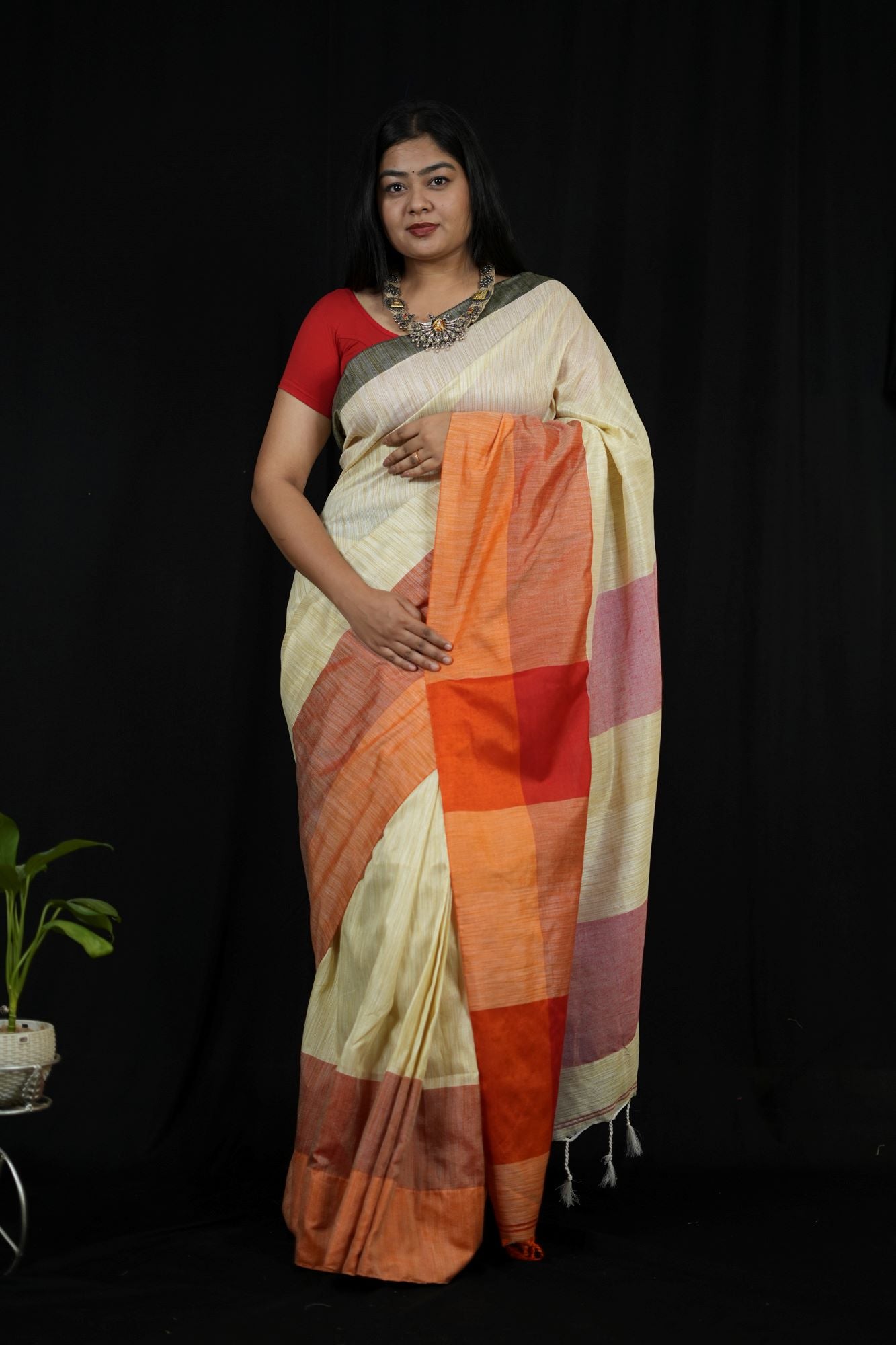 Traditional Weaving Jhute Cotton Ready to Wear Saree