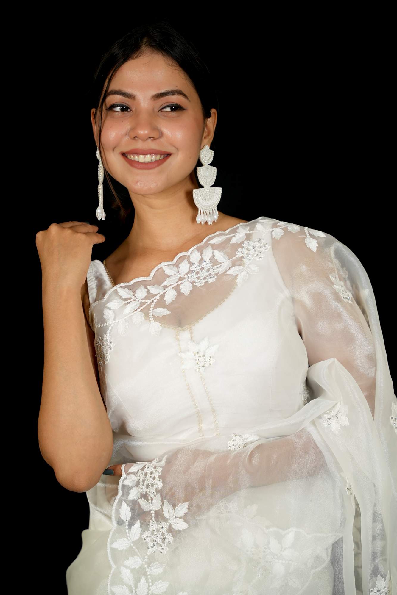 Organza Hand-Embroidered with Sequin Detailing Ready To Wear Saree