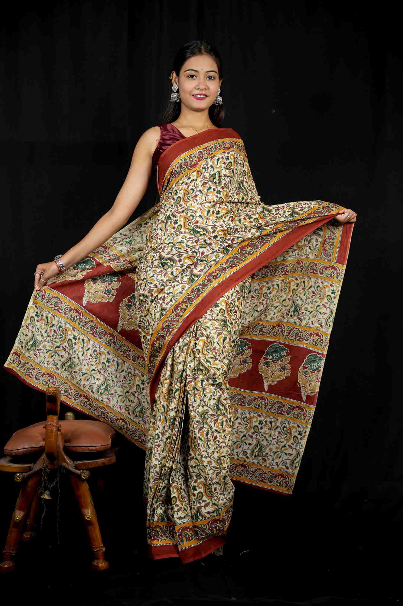 Mulmul Cotton with Hand Block Print Ready to Wear Saree