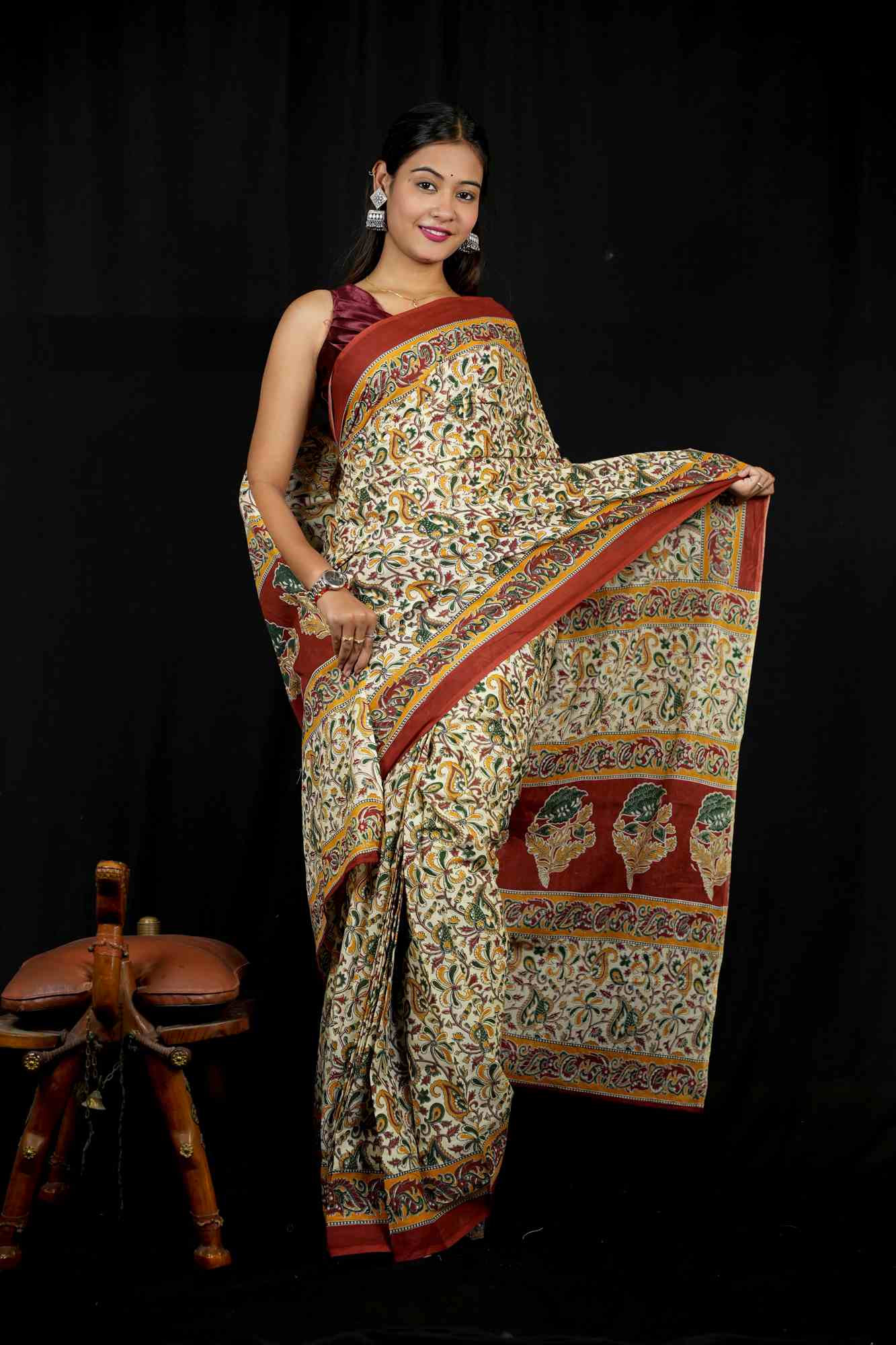 Mulmul Cotton with Hand Block Print Ready to Wear Saree