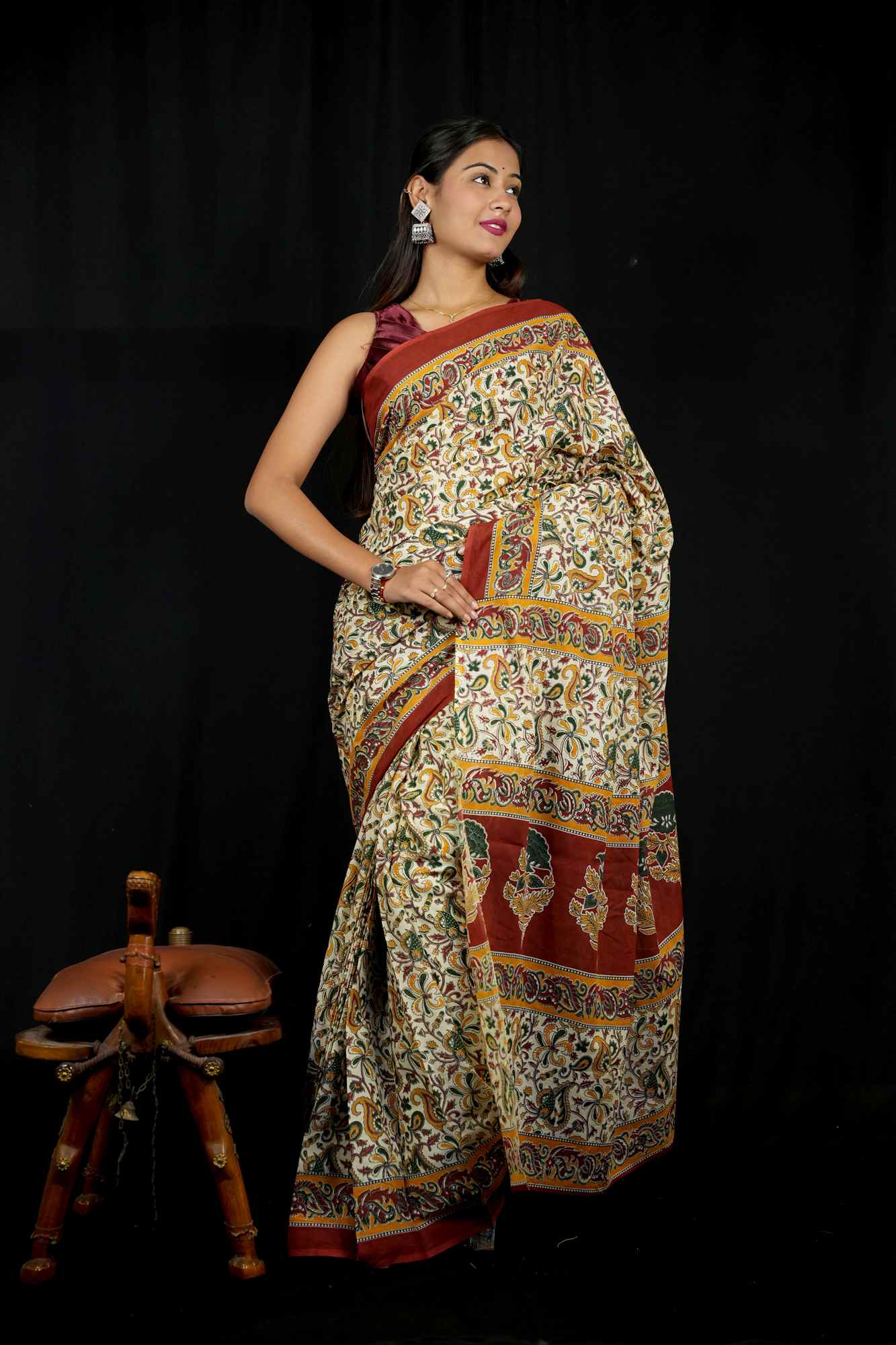 Mulmul Cotton with Hand Block Print Ready to Wear Saree