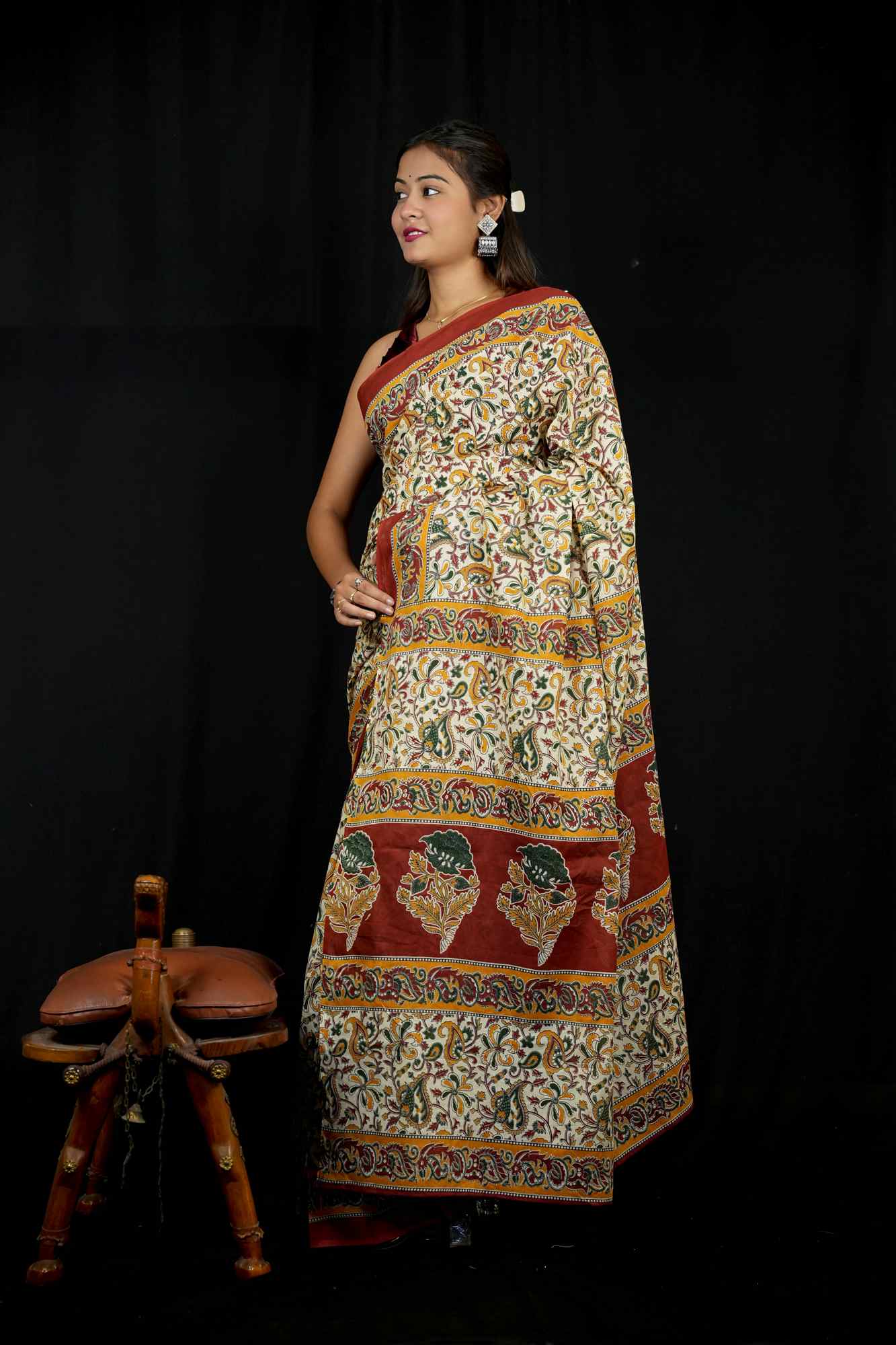 Mulmul Cotton with Hand Block Print Ready to Wear Saree