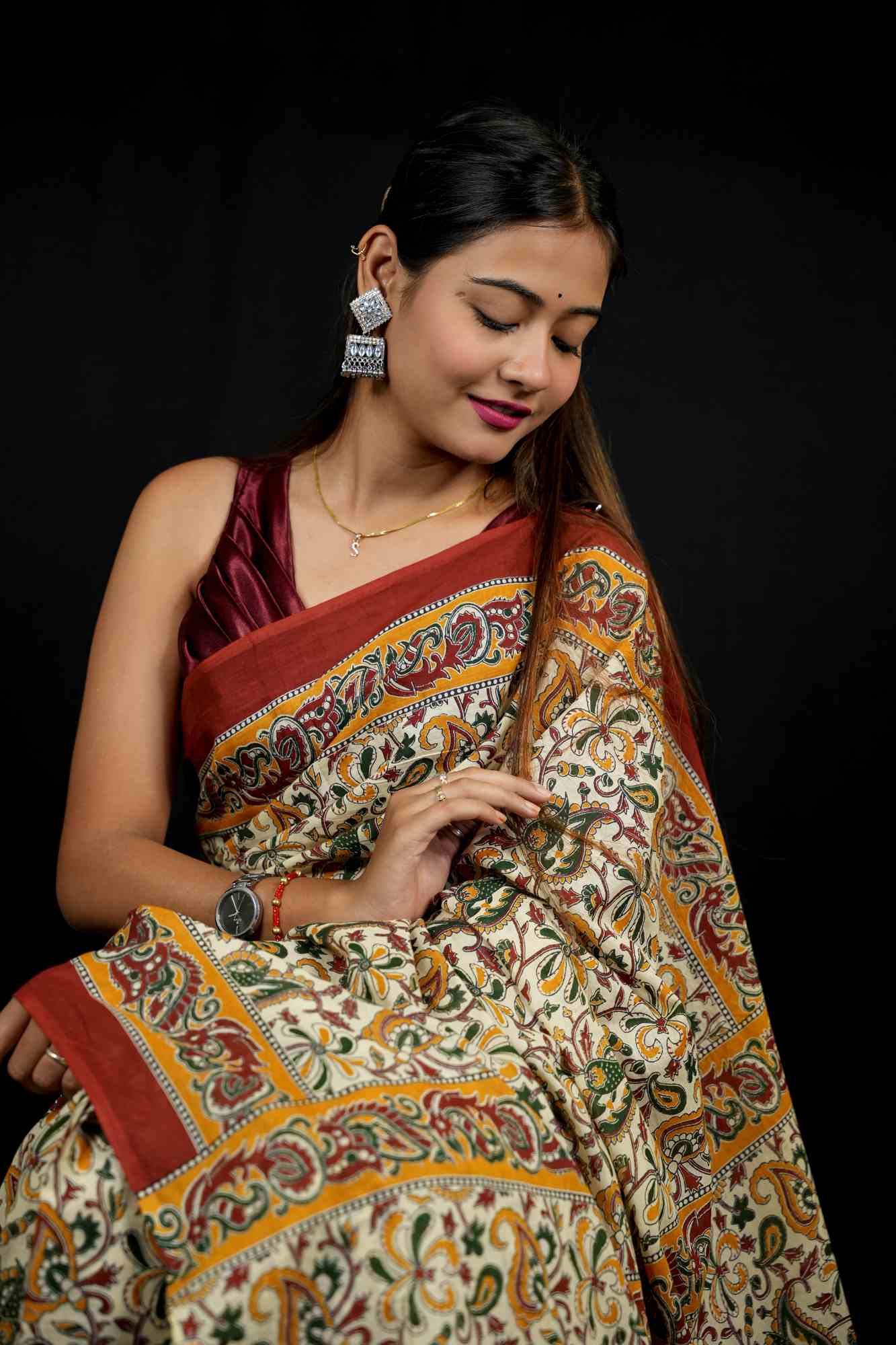Mulmul Cotton with Hand Block Print Ready to Wear Saree